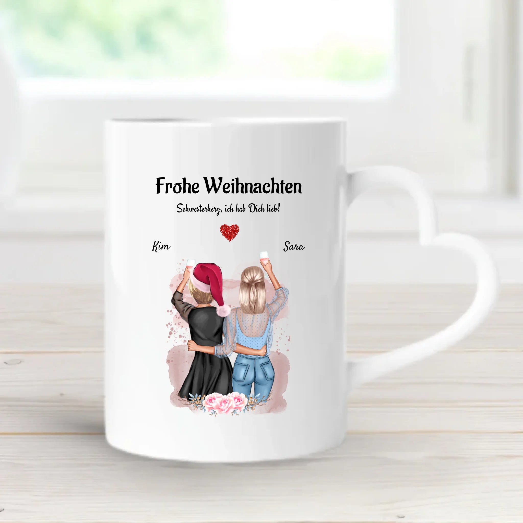 Schwester Keramik & Emaille Tasse Geschenk Weihanchten personalisiert - Cantty