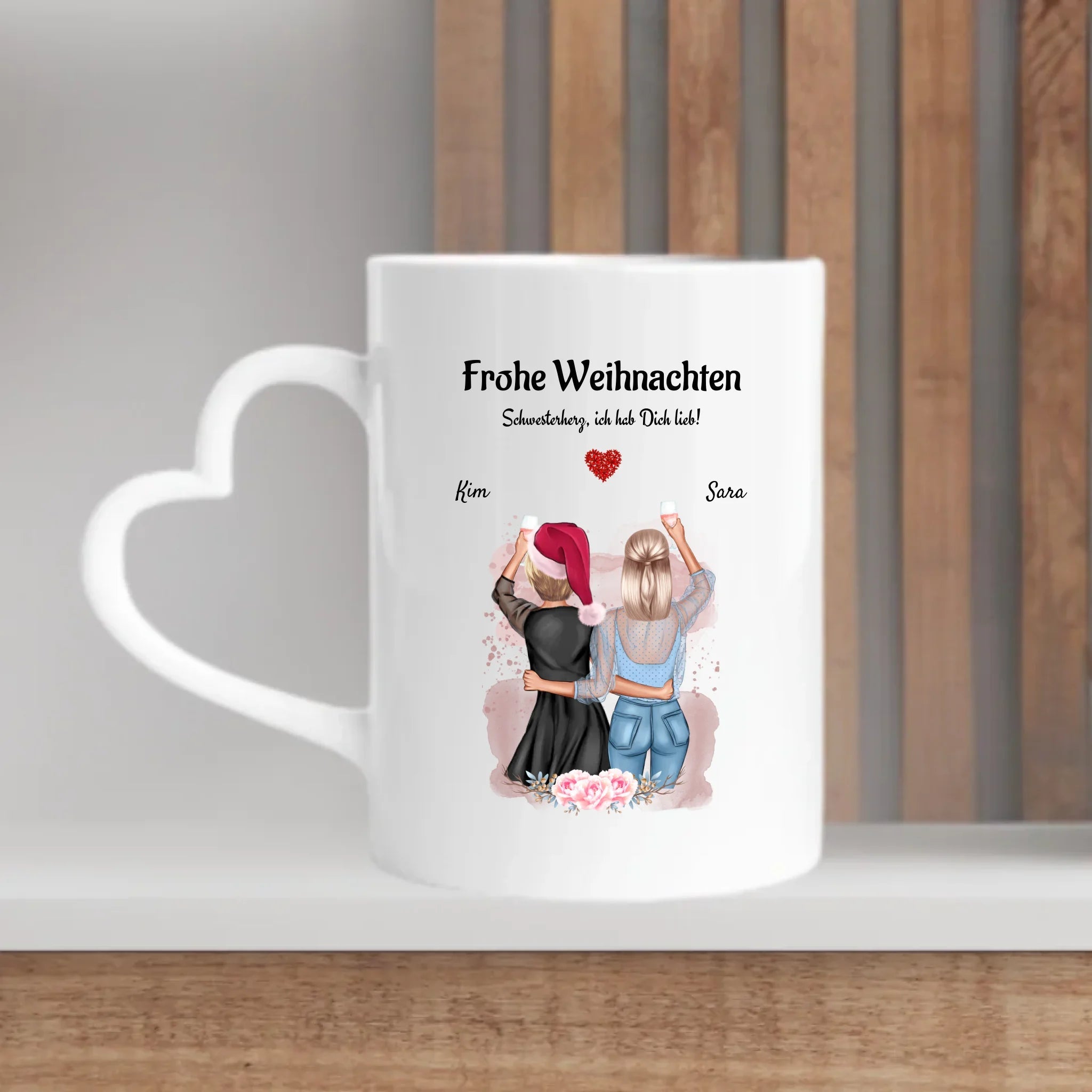 Schwester Keramik & Emaille Tasse Geschenk Weihanchten personalisiert - Cantty