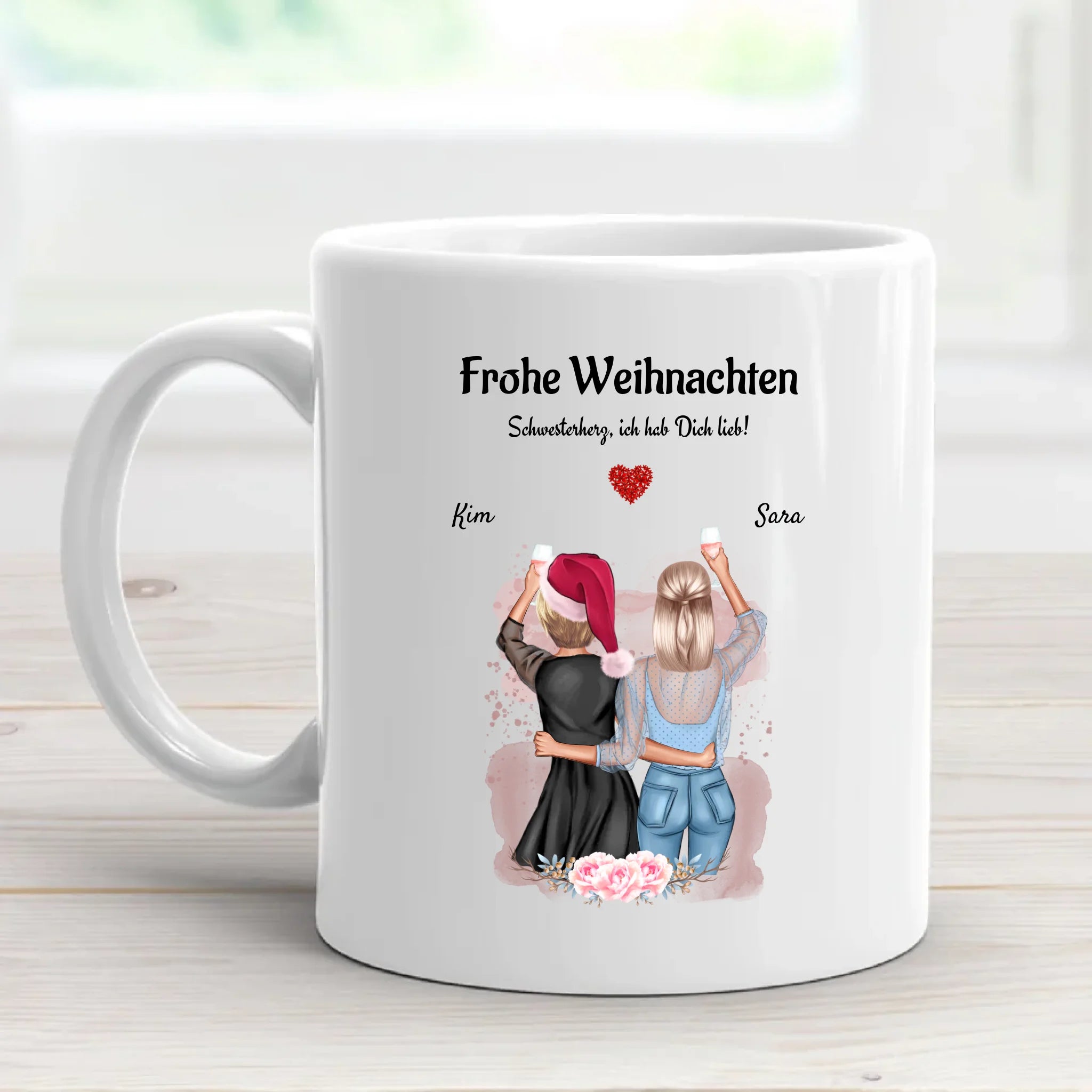 Schwester Keramik & Emaille Tasse Geschenk Weihanchten personalisiert - Cantty