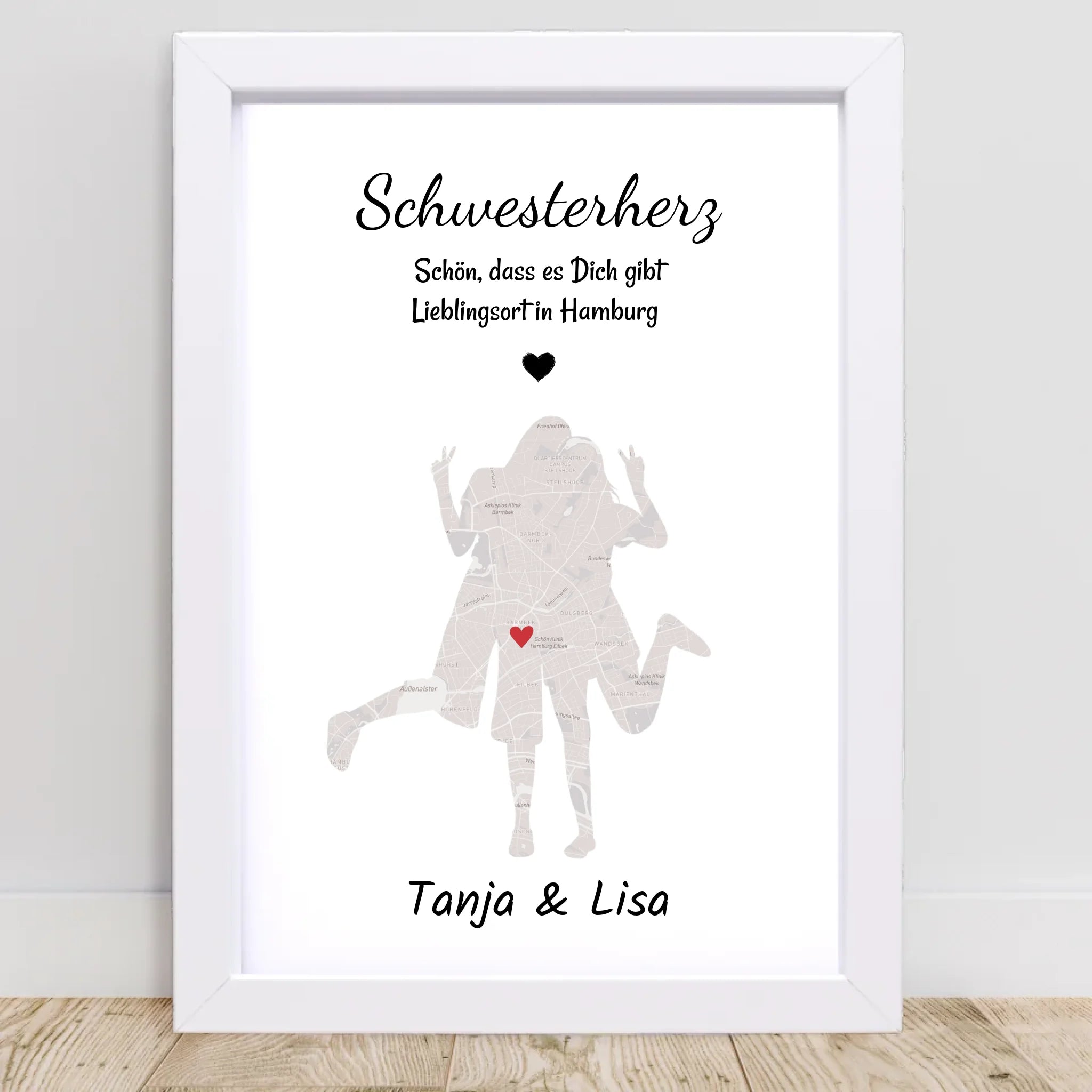 Schwester Lieblingsort Stadtkarte Koordinatenposter personalisiert - Cantty