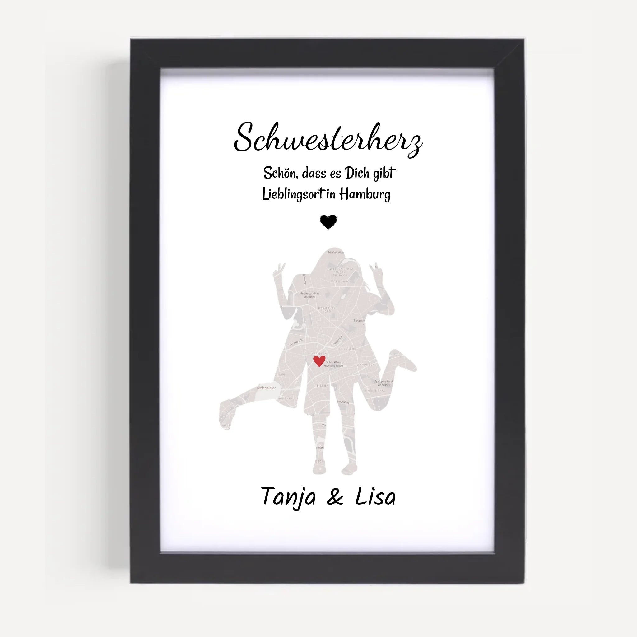 Schwester Lieblingsort Stadtkarte Koordinatenposter personalisiert - Cantty