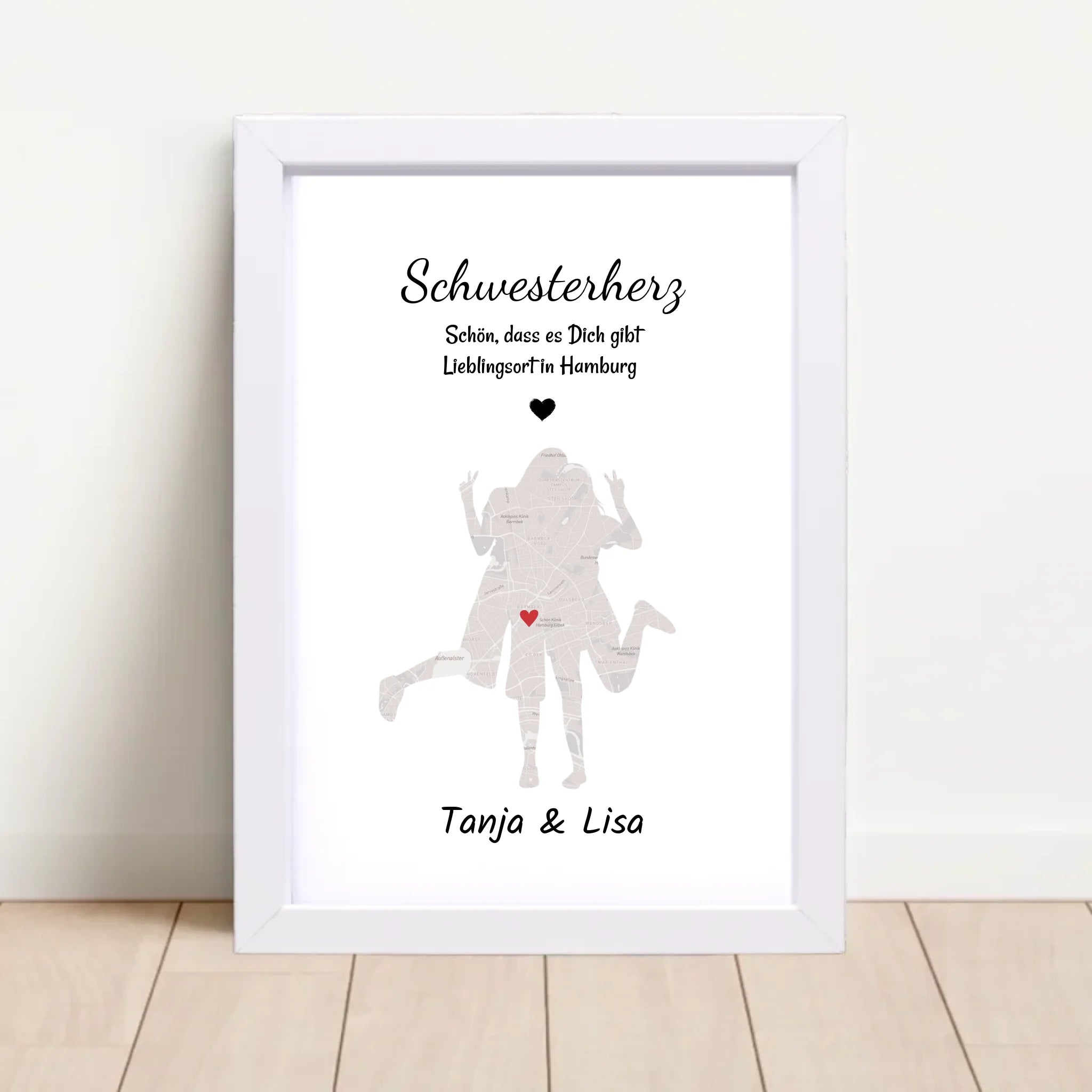 Schwester Lieblingsort Stadtkarte Koordinatenposter personalisiert - Cantty