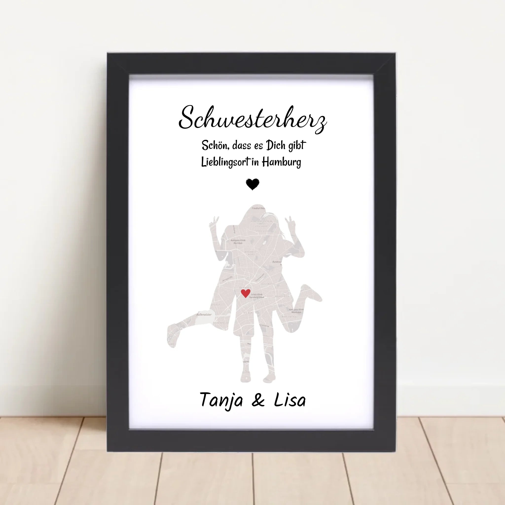 Schwester Lieblingsort Stadtkarte Koordinatenposter personalisiert - Cantty