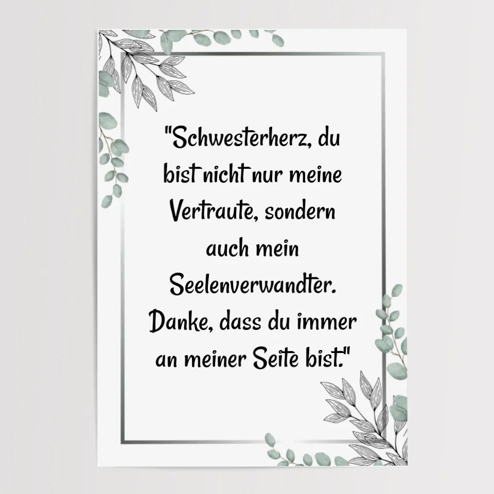 Schwester Spruch Poster Geschenk personalisiert - Cantty