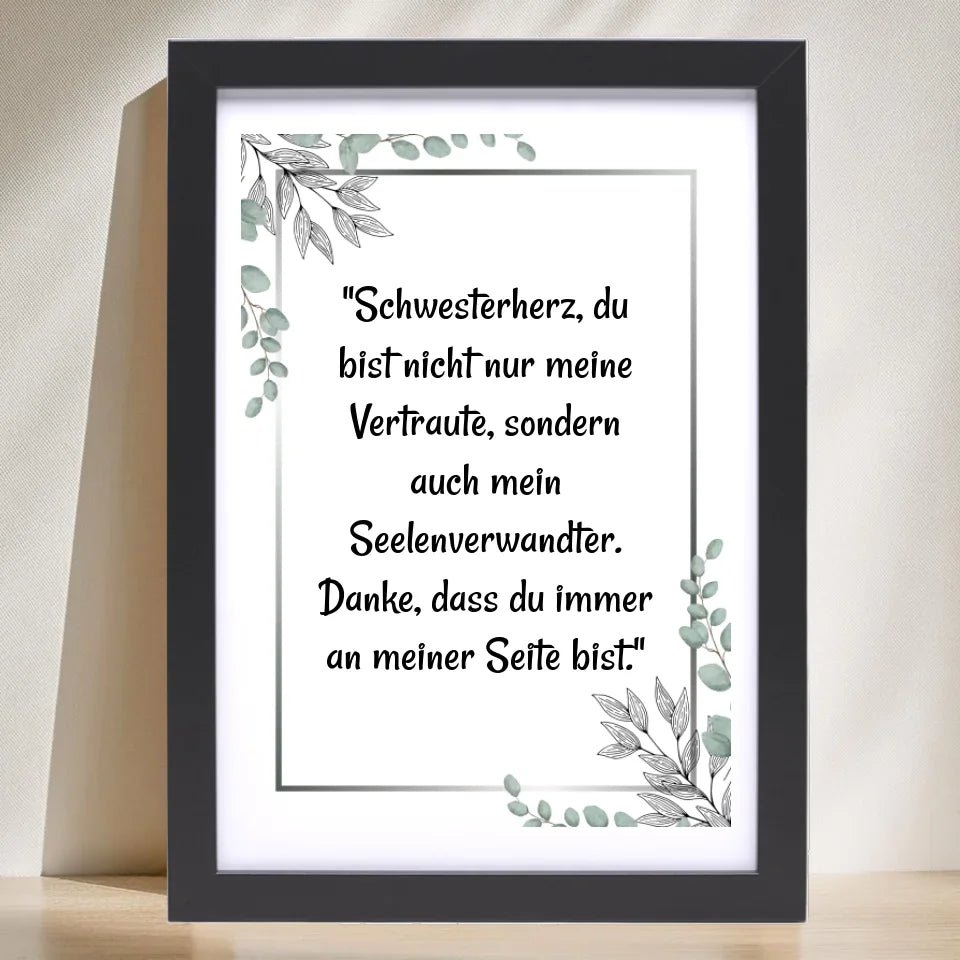 Schwester Spruch Poster Geschenk personalisiert - Cantty