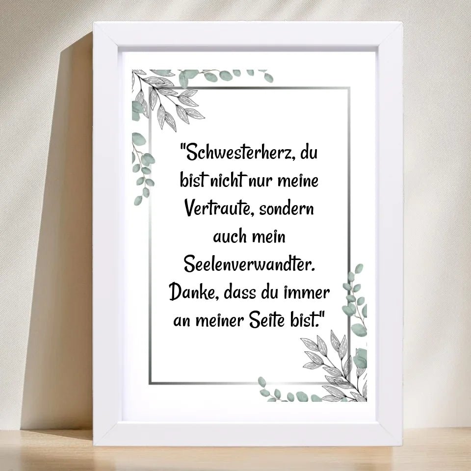 Schwester Spruch Poster Geschenk personalisiert - Cantty