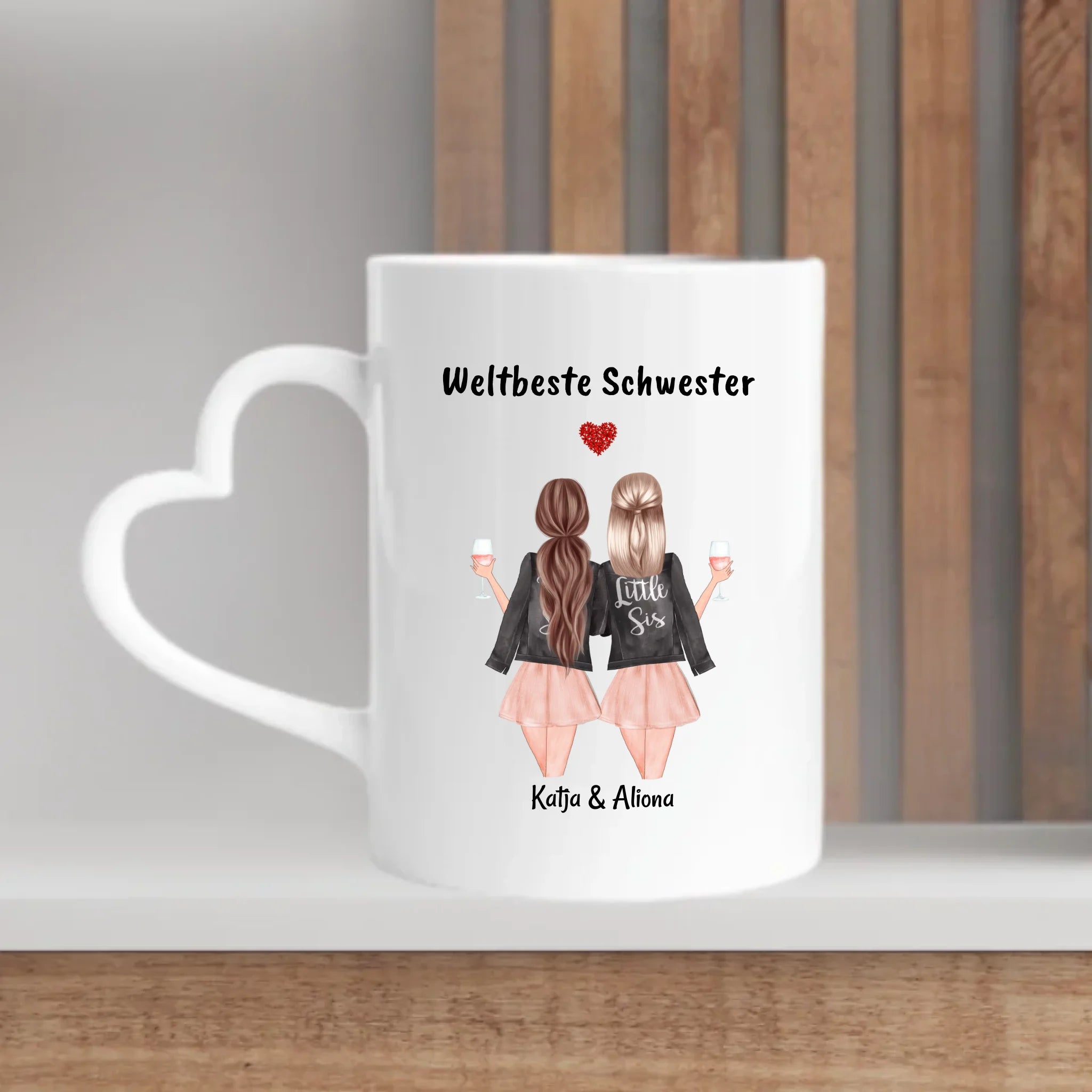 Schwester Tasse personalisiert mit Name Spruch selber gestalten - Cantty