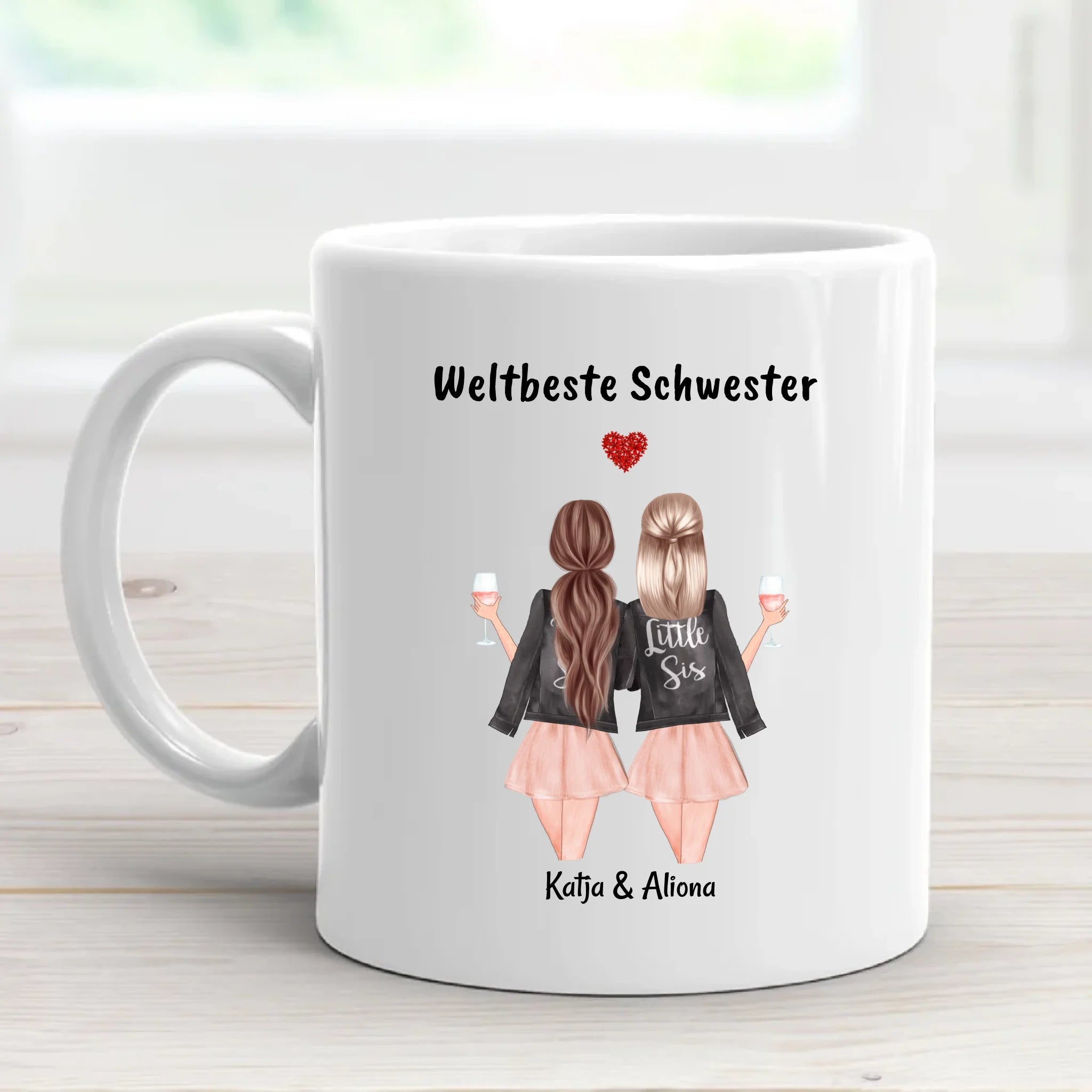 Schwester Tasse personalisiert mit Name Spruch selber gestalten - Cantty