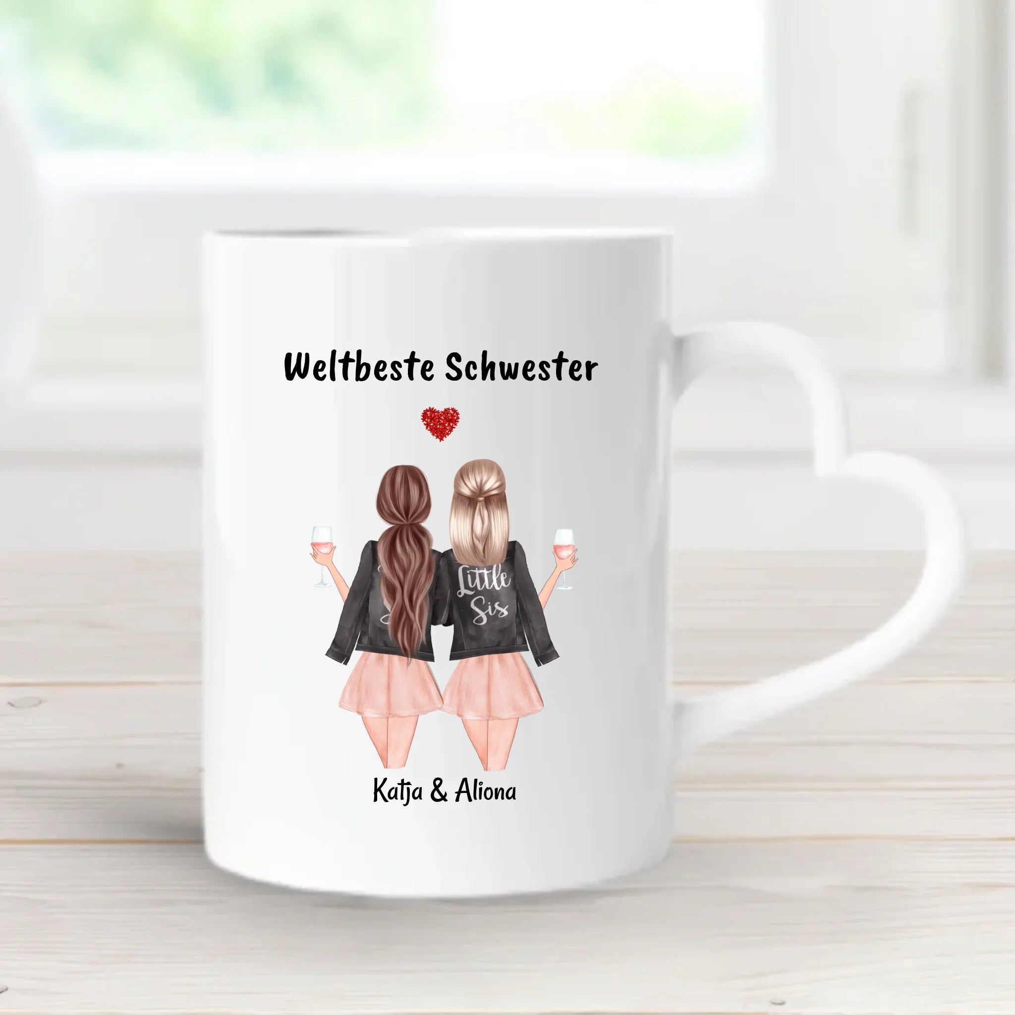 Schwester Tasse personalisiert mit Name Spruch selber gestalten - Cantty