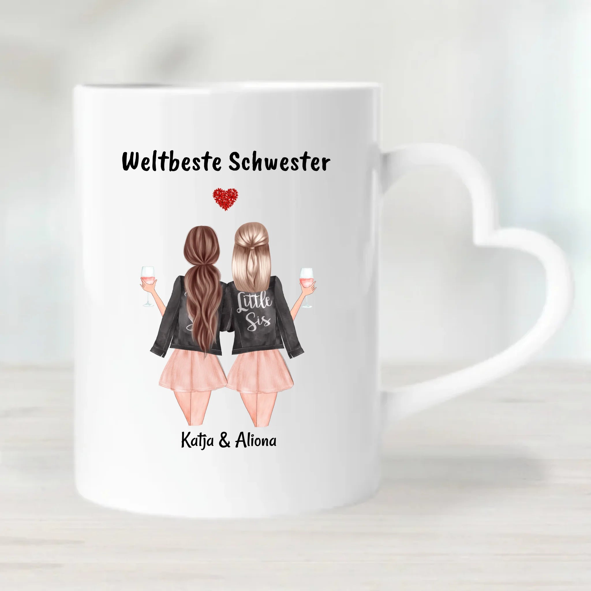 Schwester Tasse personalisiert mit Name Spruch selber gestalten - Cantty