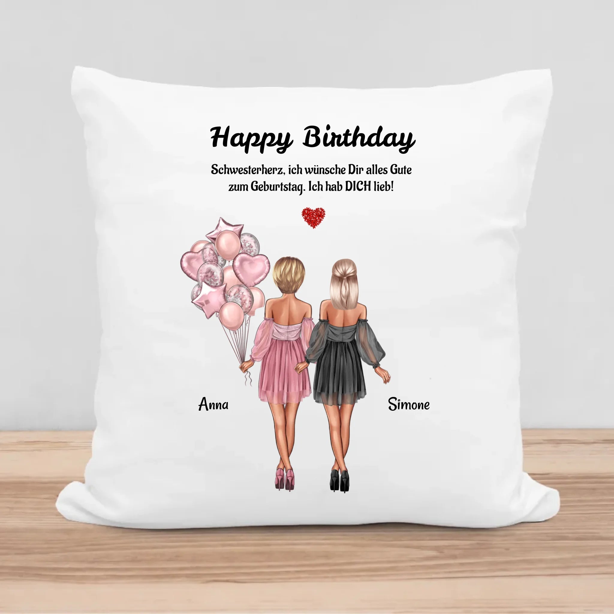 Schwesterherz Geschenk Kissen für 2 Geschwister - Cantty