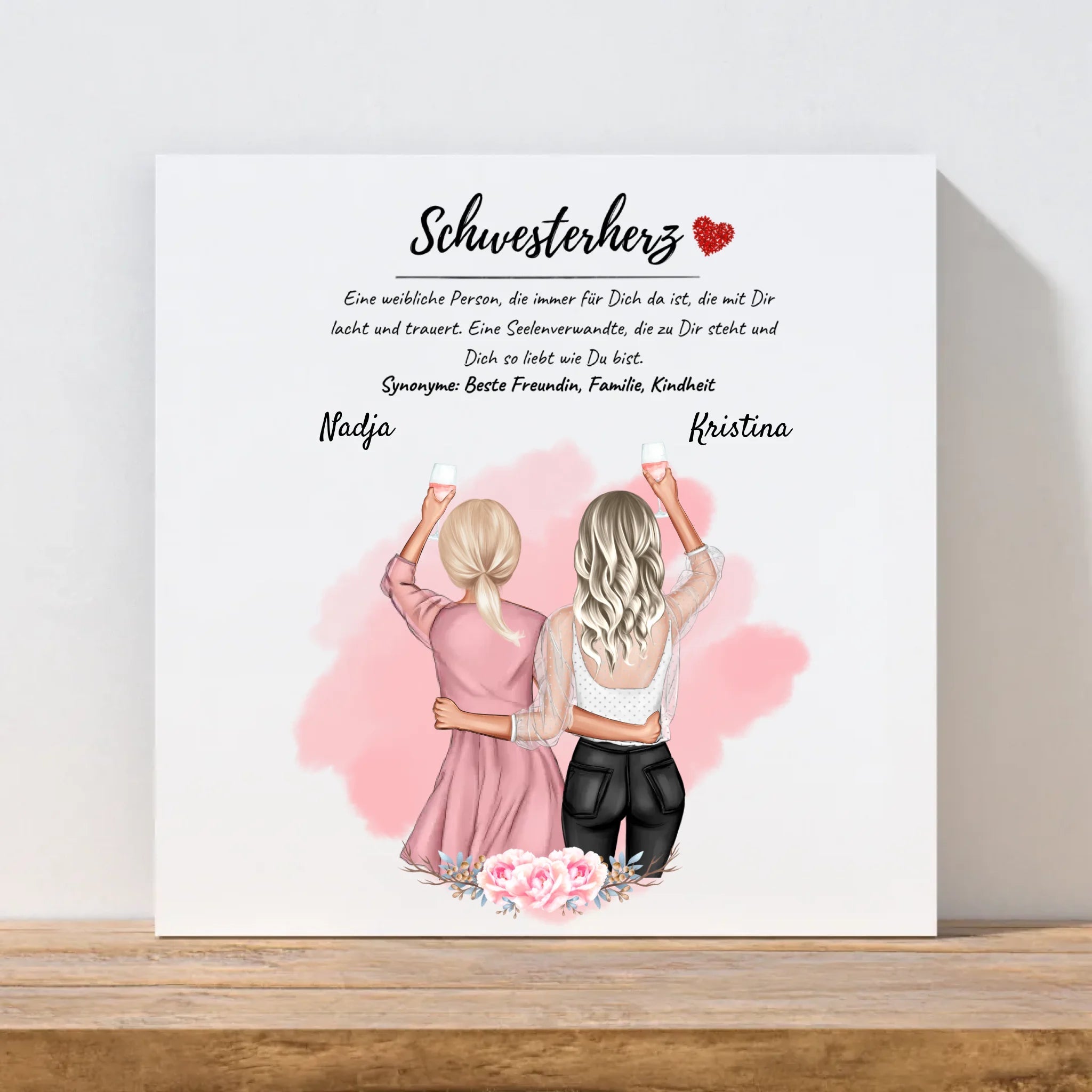Schwesterherz Geschenk personalisiert Leinwandbild - Cantty