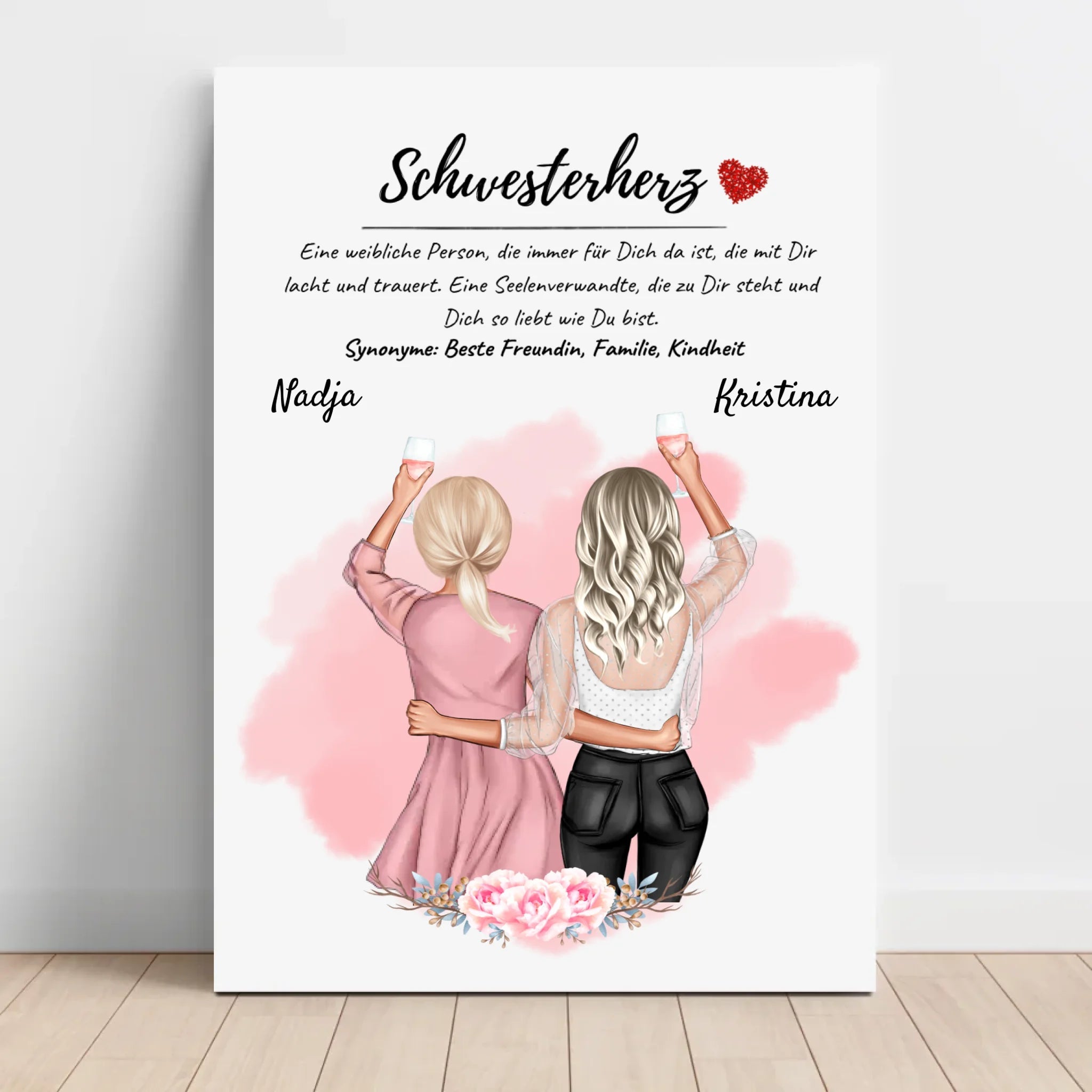 Schwesterherz Geschenk personalisiert Leinwandbild - Cantty