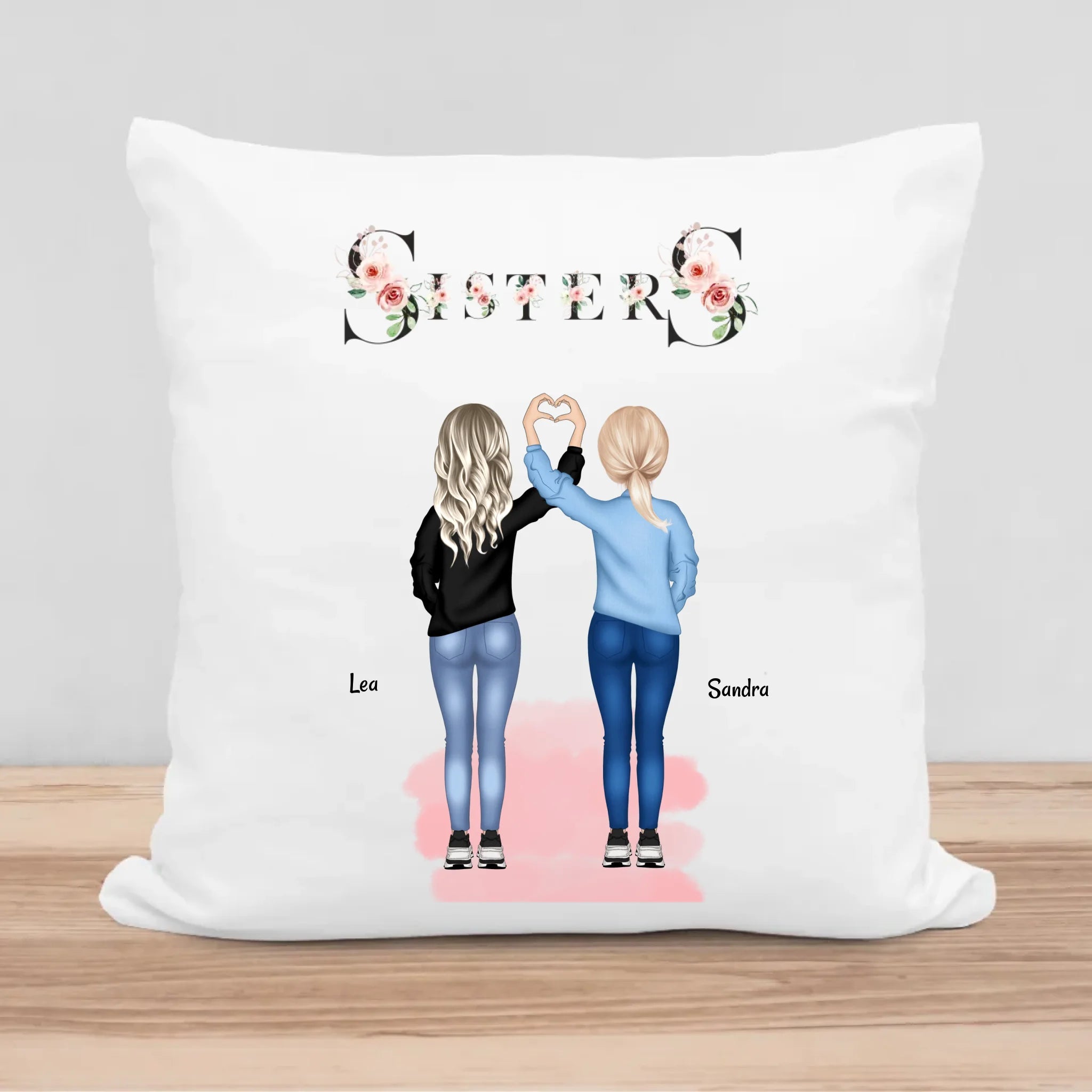 Schwesterherz Kissen Geschenk personalisiert für 2 Schwestern - Cantty