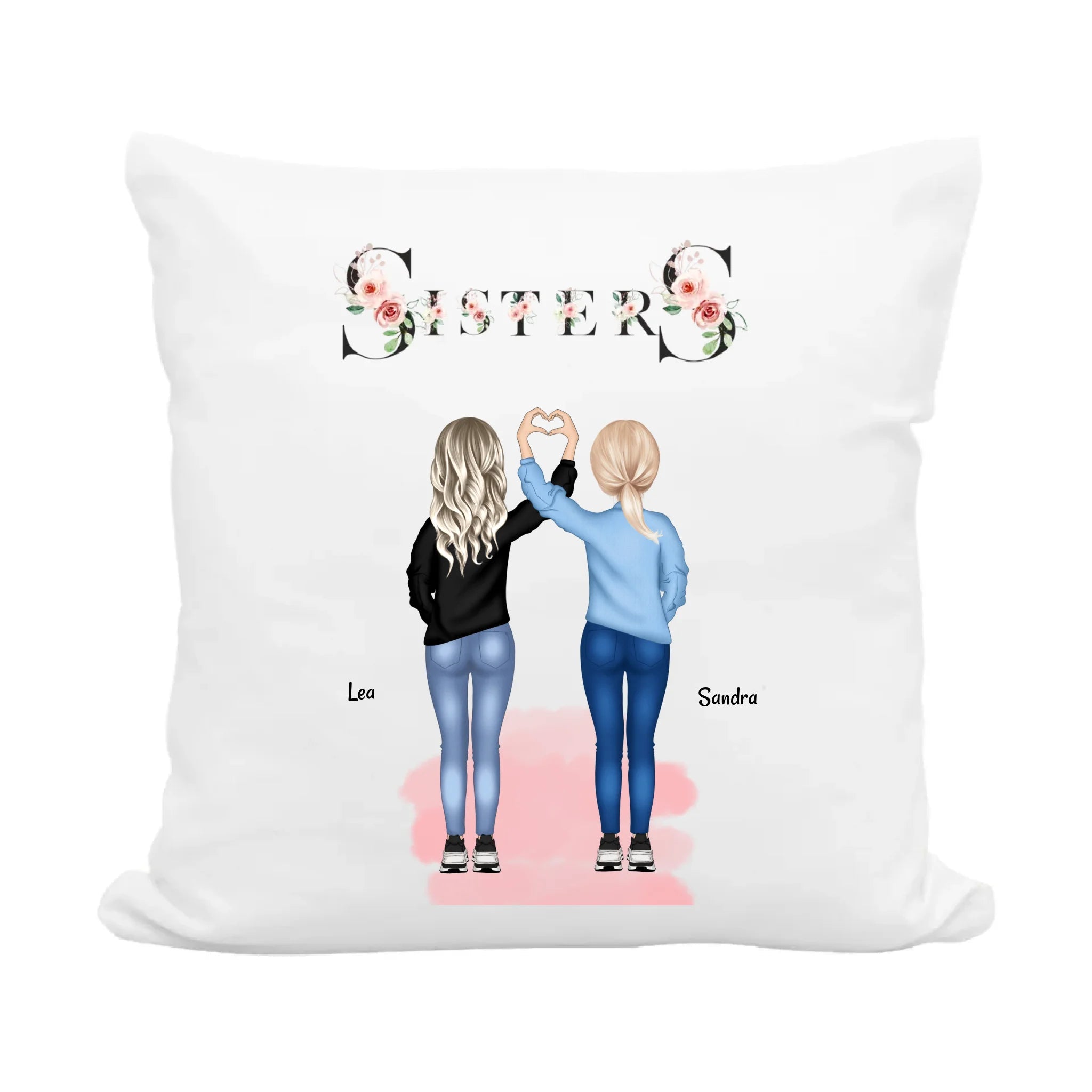 Schwesterherz Kissen Geschenk personalisiert für 2 Schwestern - Cantty