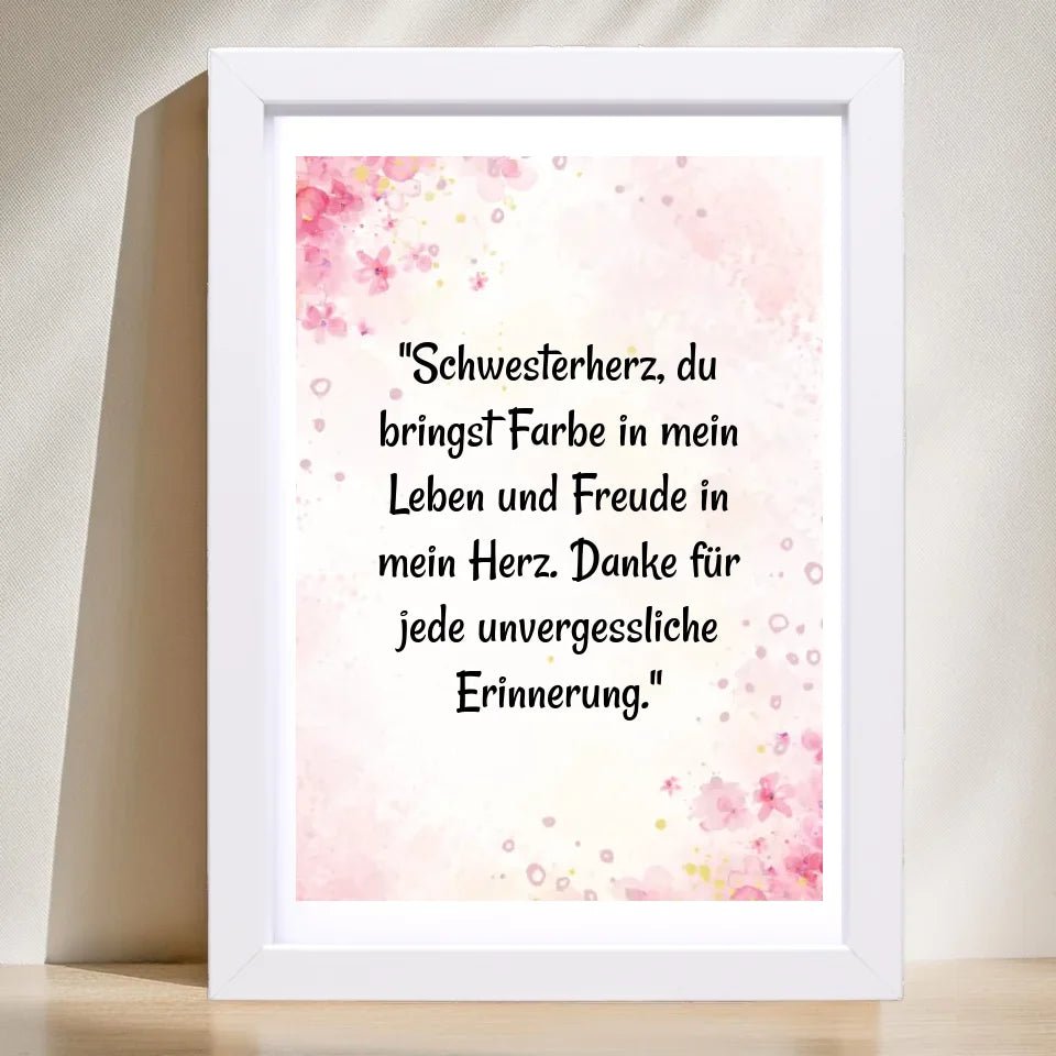 Schwesterherz Spruch Geschenk Poster personalisiert - Cantty