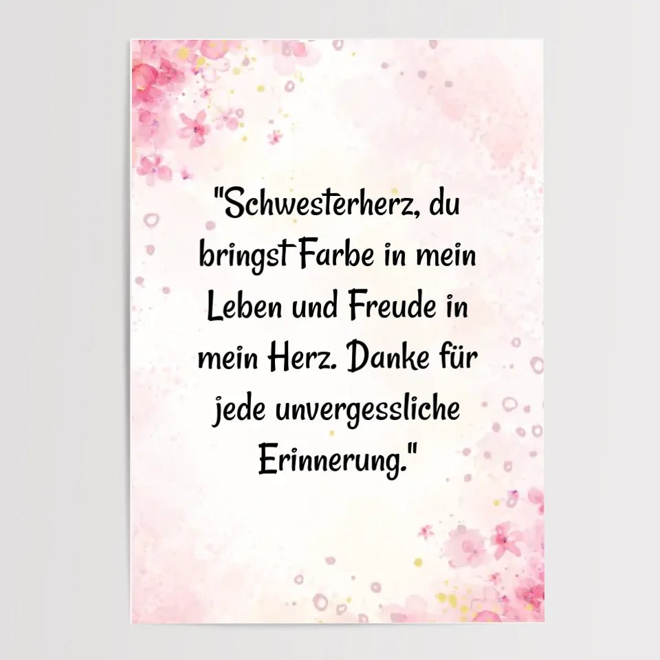 Schwesterherz Spruch Geschenk Poster personalisiert - Cantty