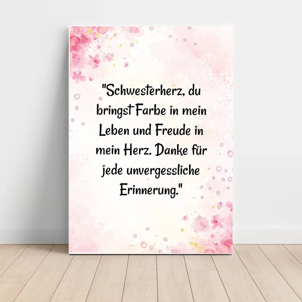 Schwesterherz Spruch Geschenk Poster personalisiert - Cantty