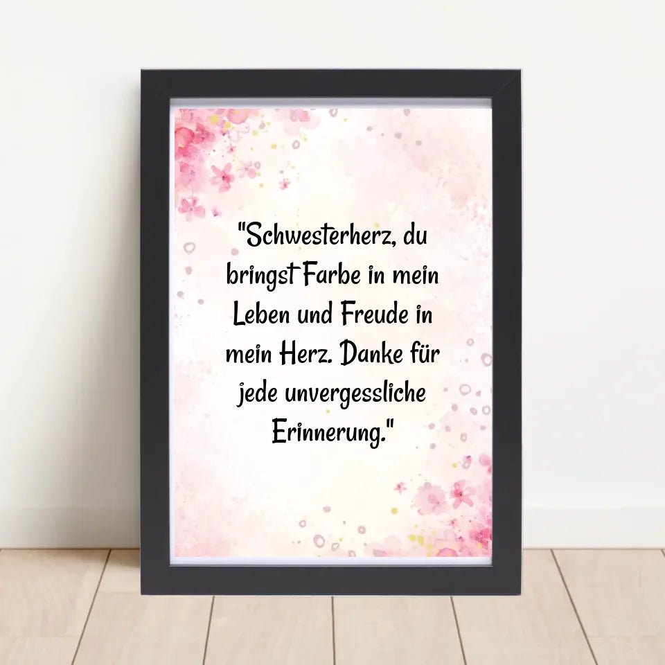 Schwesterherz Spruch Geschenk Poster personalisiert - Cantty