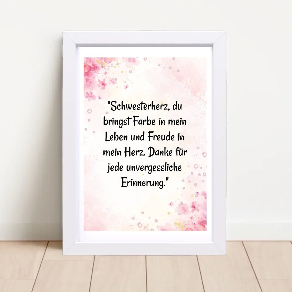 Schwesterherz Spruch Geschenk Poster personalisiert - Cantty