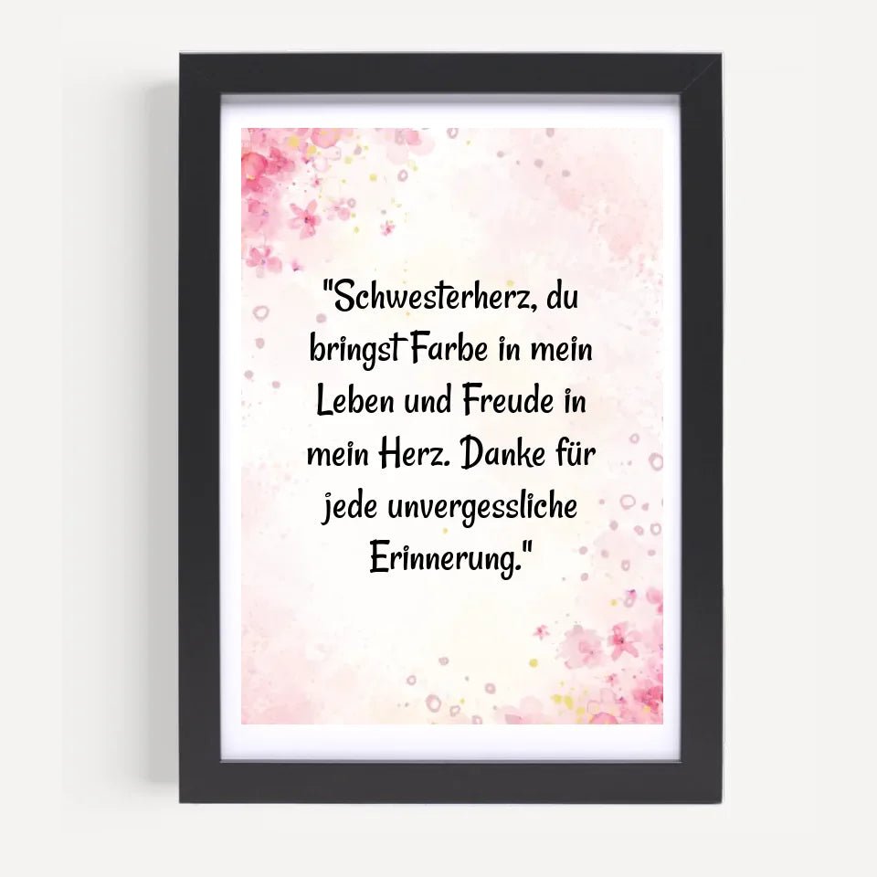 Schwesterherz Spruch Geschenk Poster personalisiert - Cantty