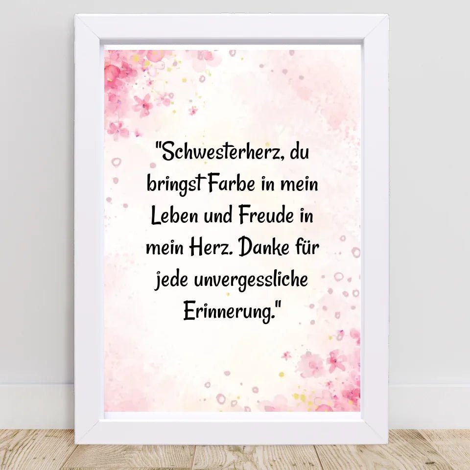Schwesterherz Spruch Geschenk Poster personalisiert - Cantty