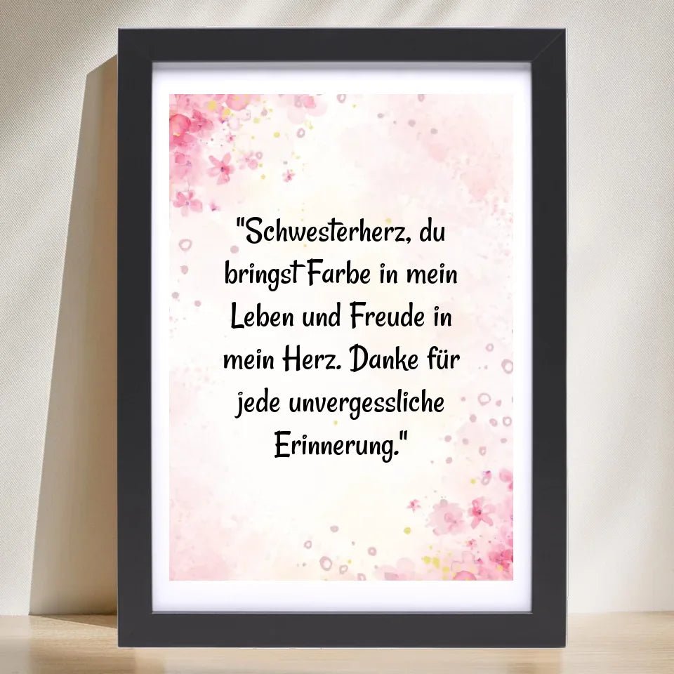 Schwesterherz Spruch Geschenk Poster personalisiert - Cantty