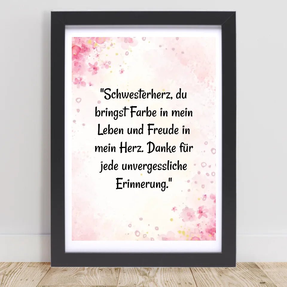 Schwesterherz Spruch Geschenk Poster personalisiert - Cantty