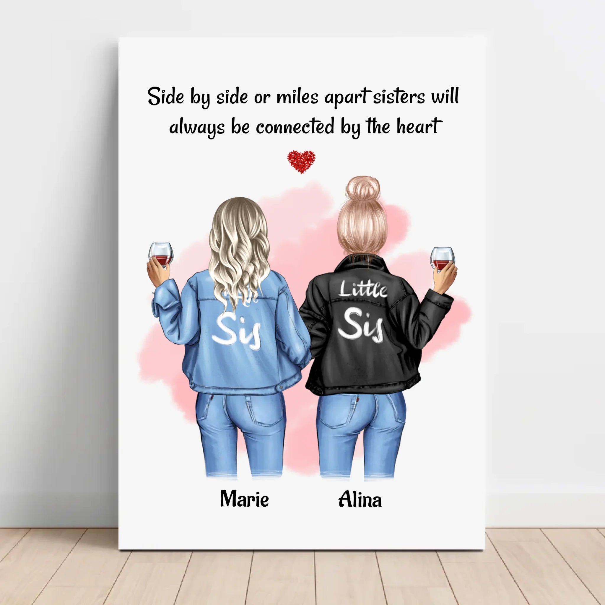 Schwestern Geschenk Leinwand Bild personalisiert - Cantty