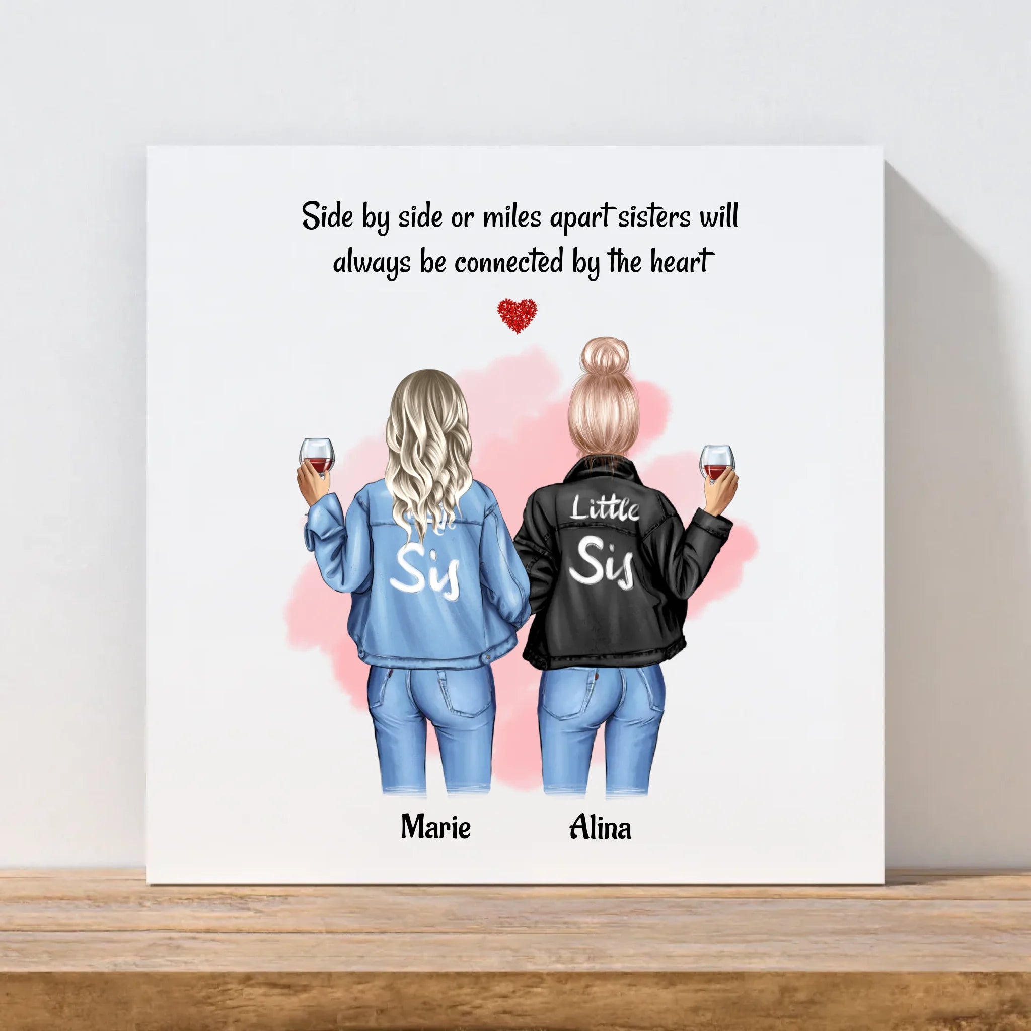 Schwestern Geschenk Leinwand Bild personalisiert - Cantty