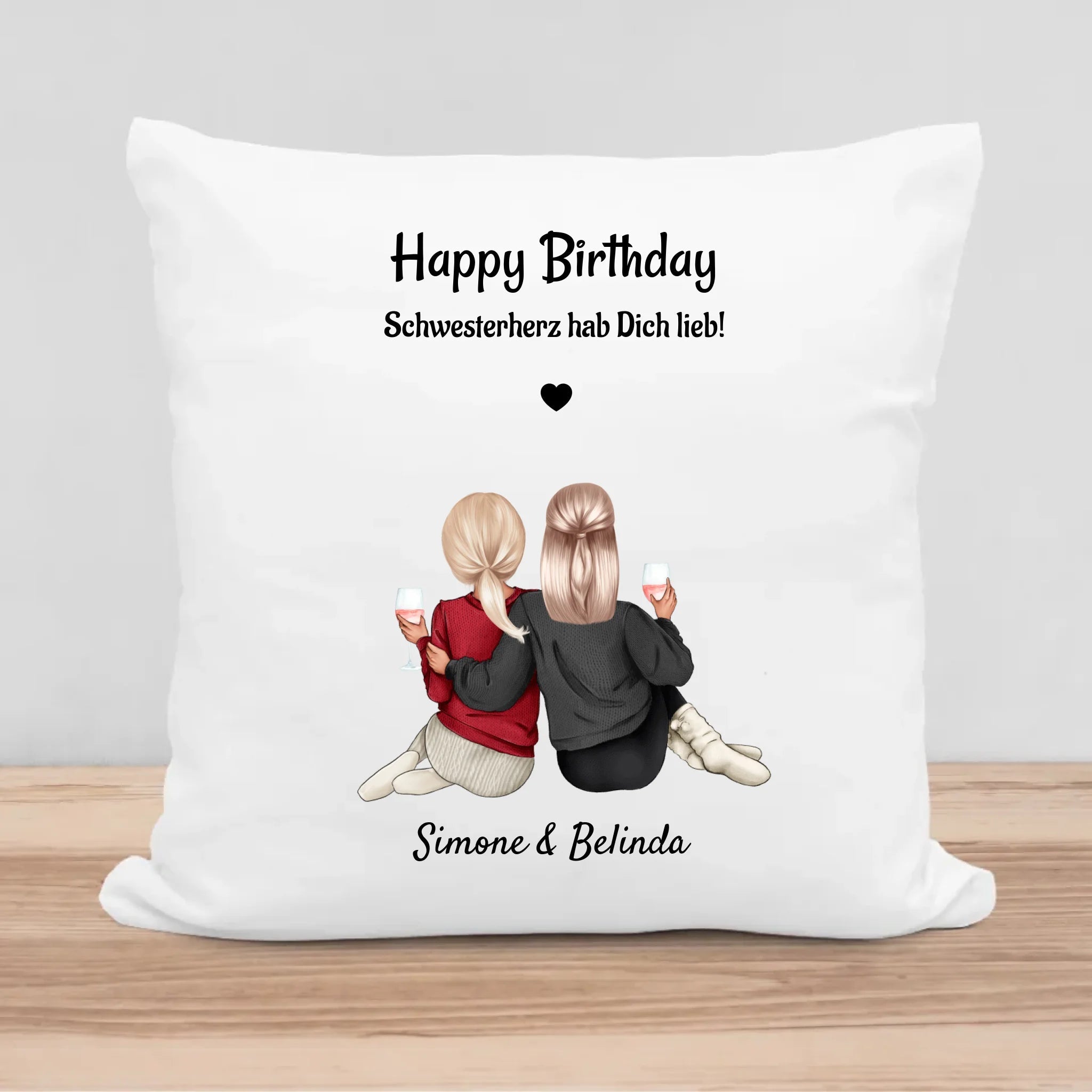 Schwestern Kissen Geschenk personalisiert mit Namen Spruch - Cantty
