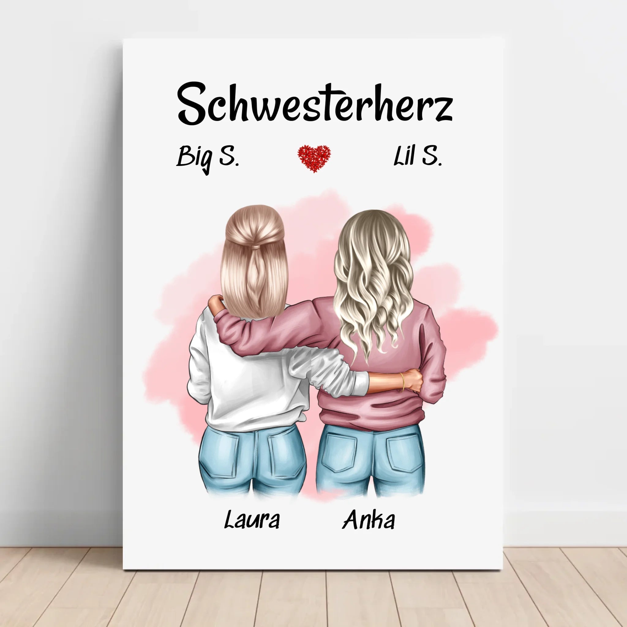 Schwestern Leinwand Bild Geschenk personalisiert - Cantty