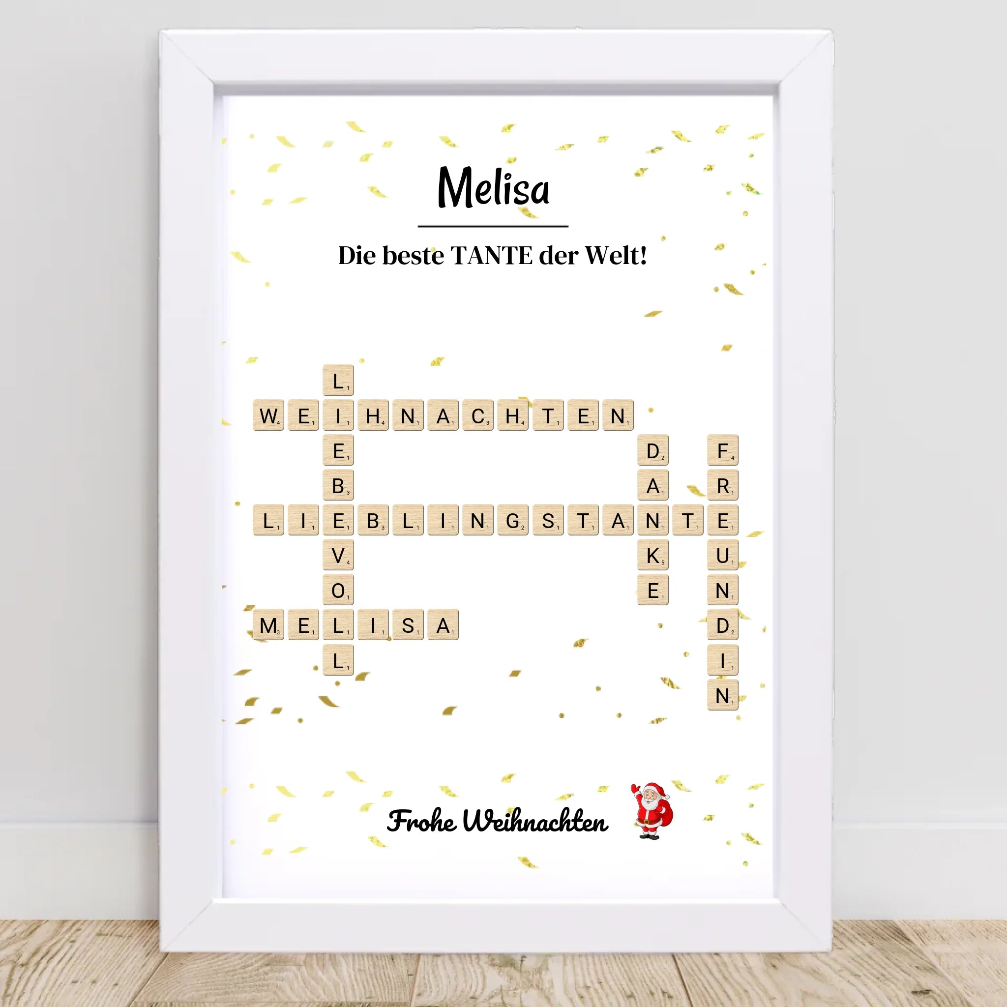 Tante Weihnachtsgeschenk Bild Scrabble Style personalisierbar - Cantty