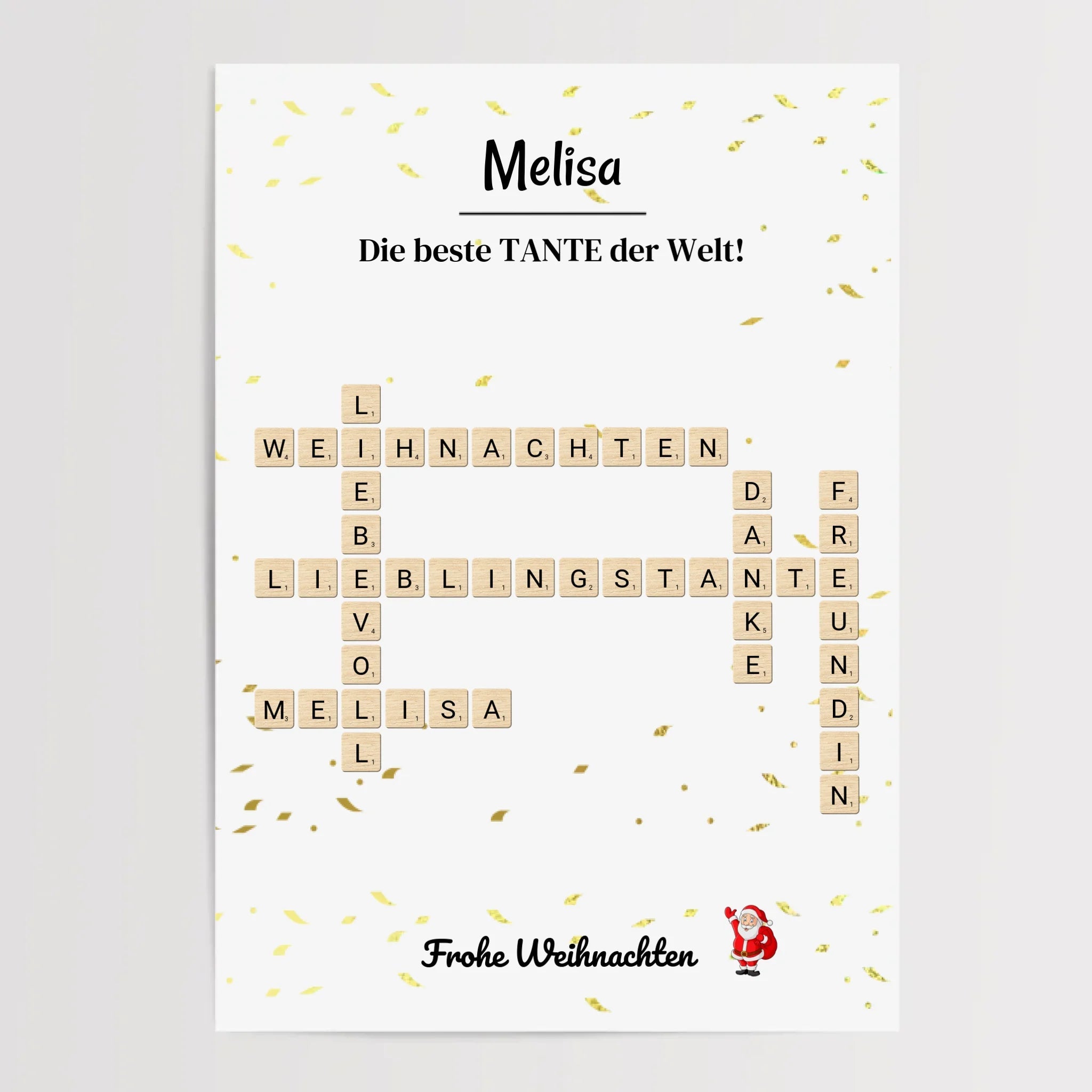 Tante Weihnachtsgeschenk Bild Scrabble Style personalisierbar - Cantty