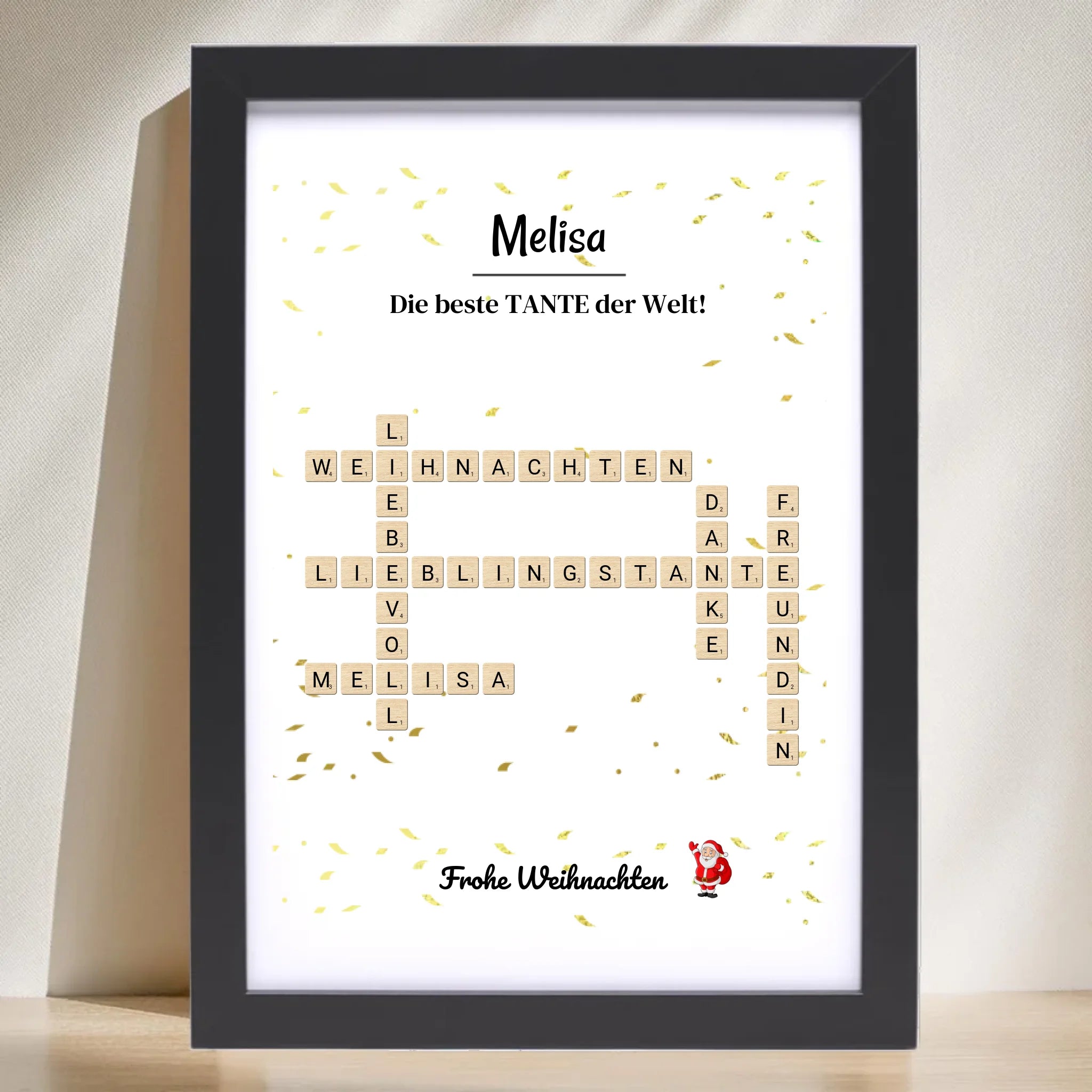 Tante Weihnachtsgeschenk Bild Scrabble Style personalisierbar - Cantty
