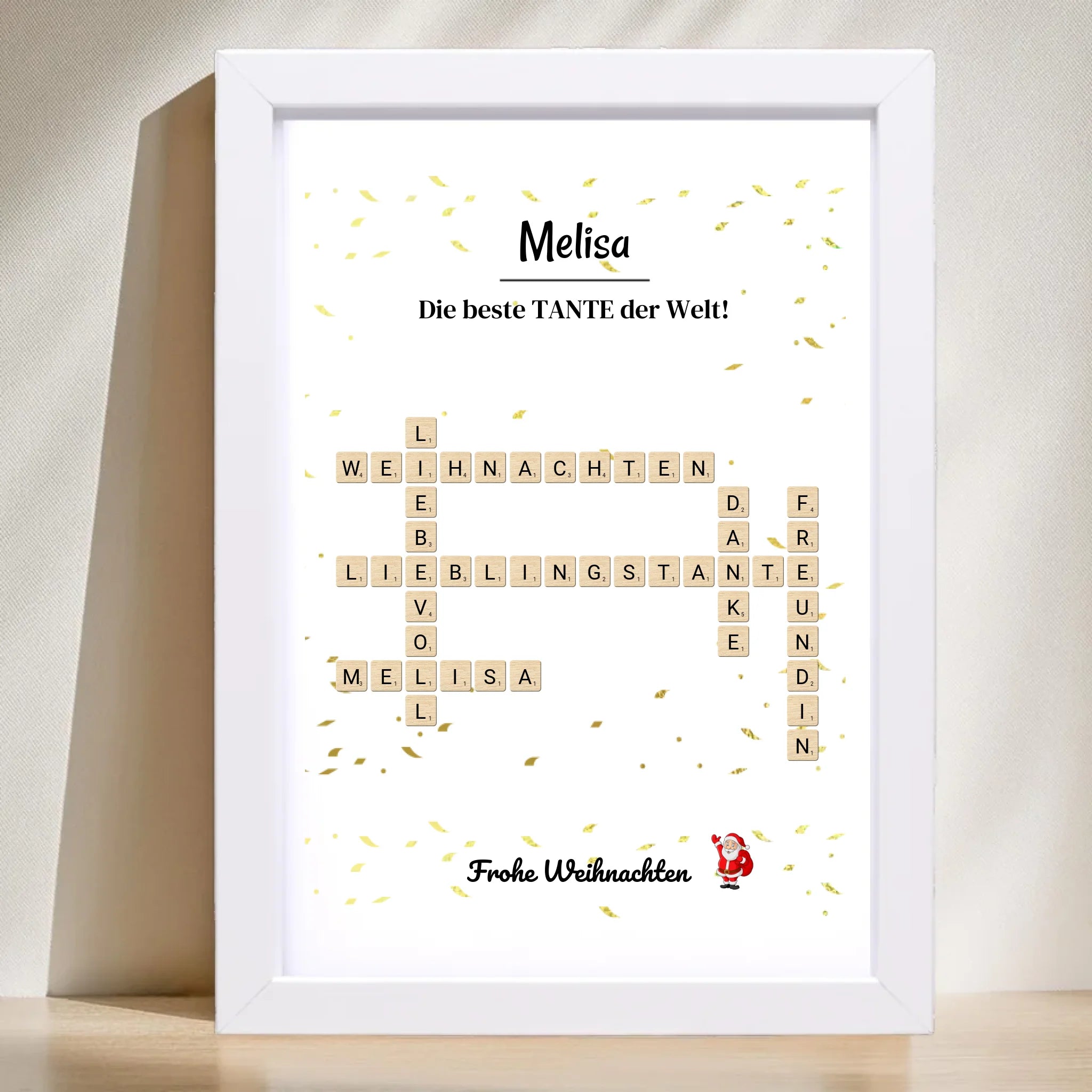 Tante Weihnachtsgeschenk Bild Scrabble Style personalisierbar - Cantty