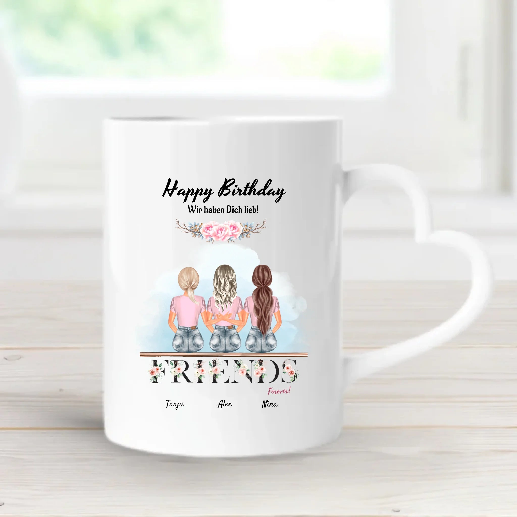 Tasse 3 Freundinnen Geburtstag Geschenk personalisiert - Cantty