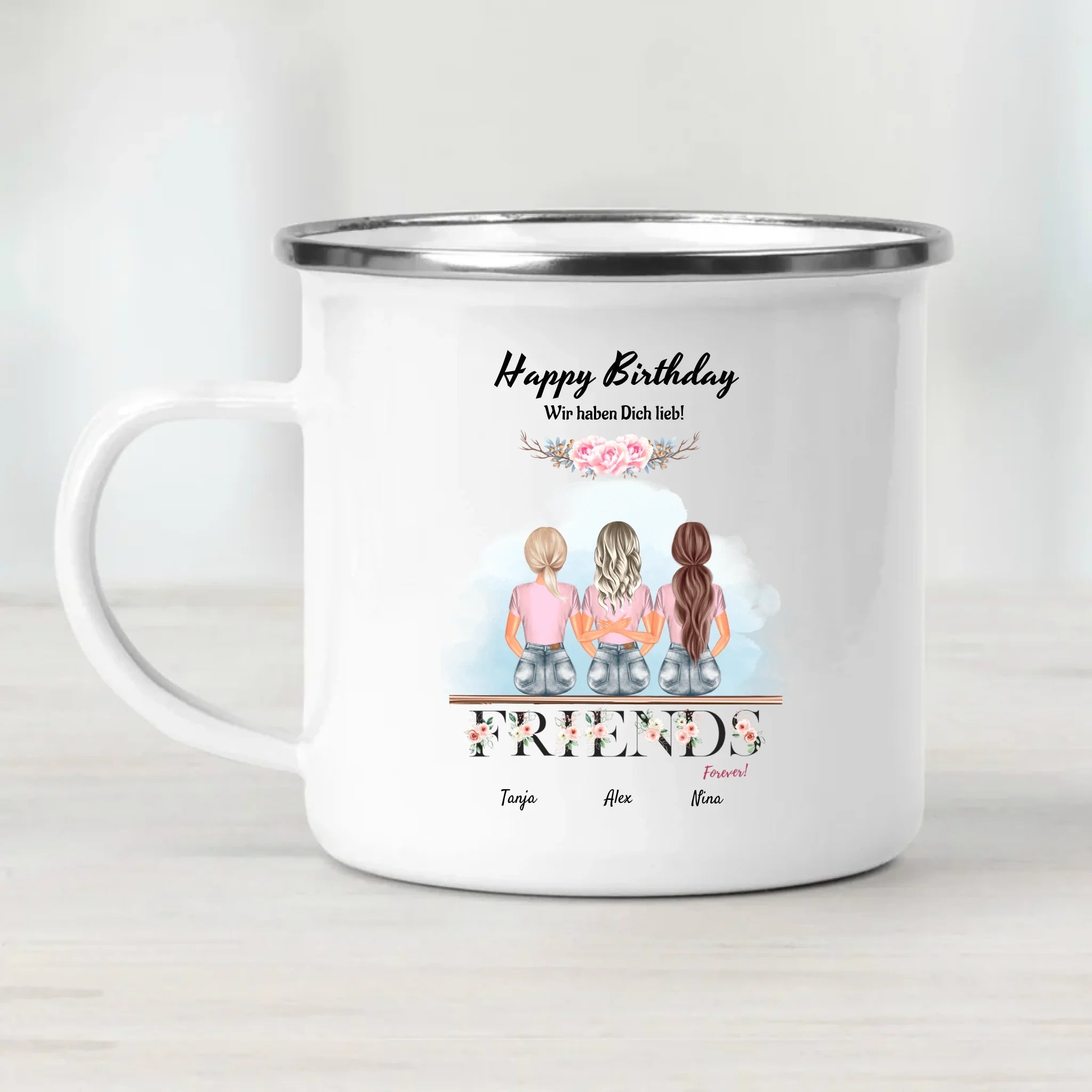 Tasse 3 Freundinnen Geburtstag Geschenk personalisiert - Cantty