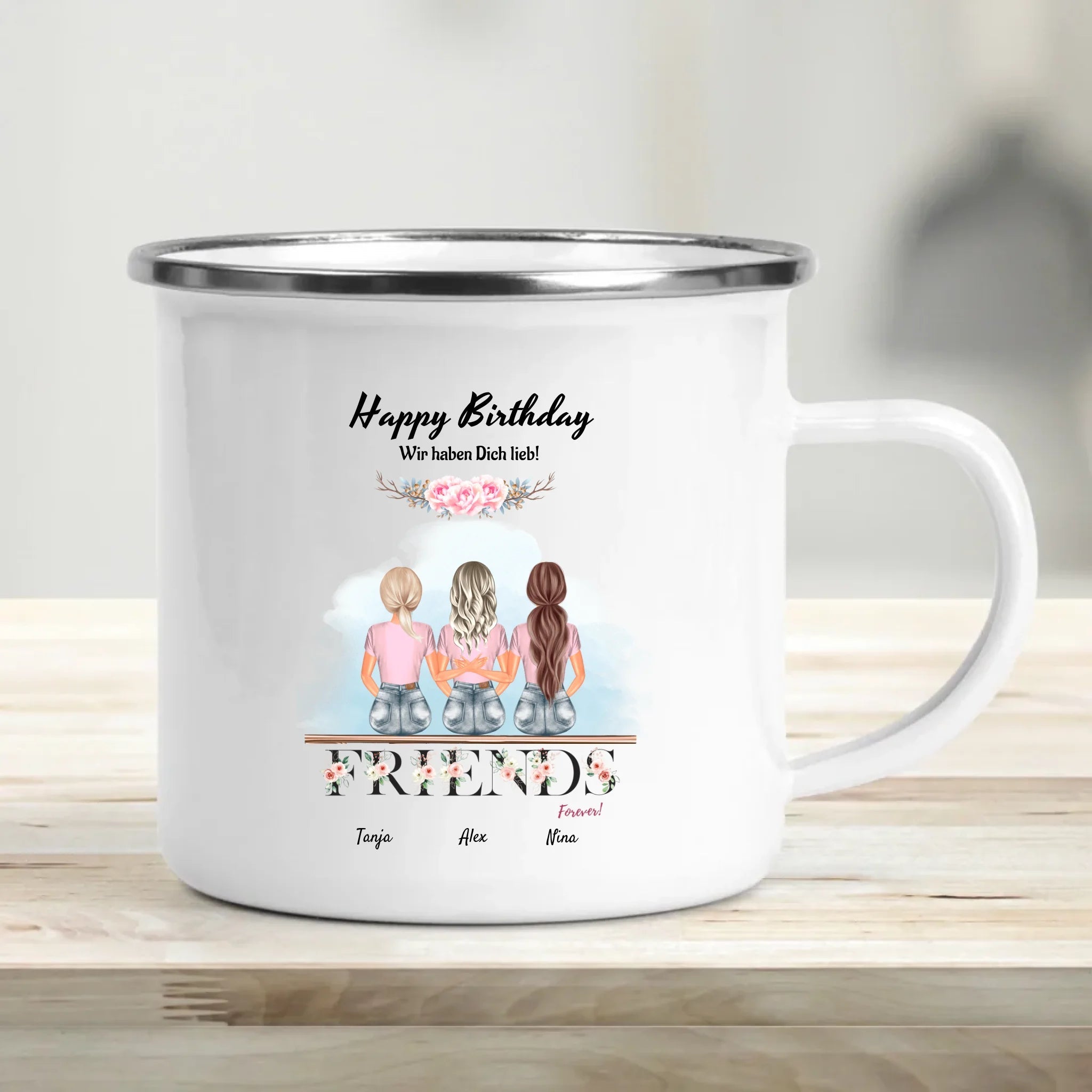 Tasse 3 Freundinnen Geburtstag Geschenk personalisiert - Cantty