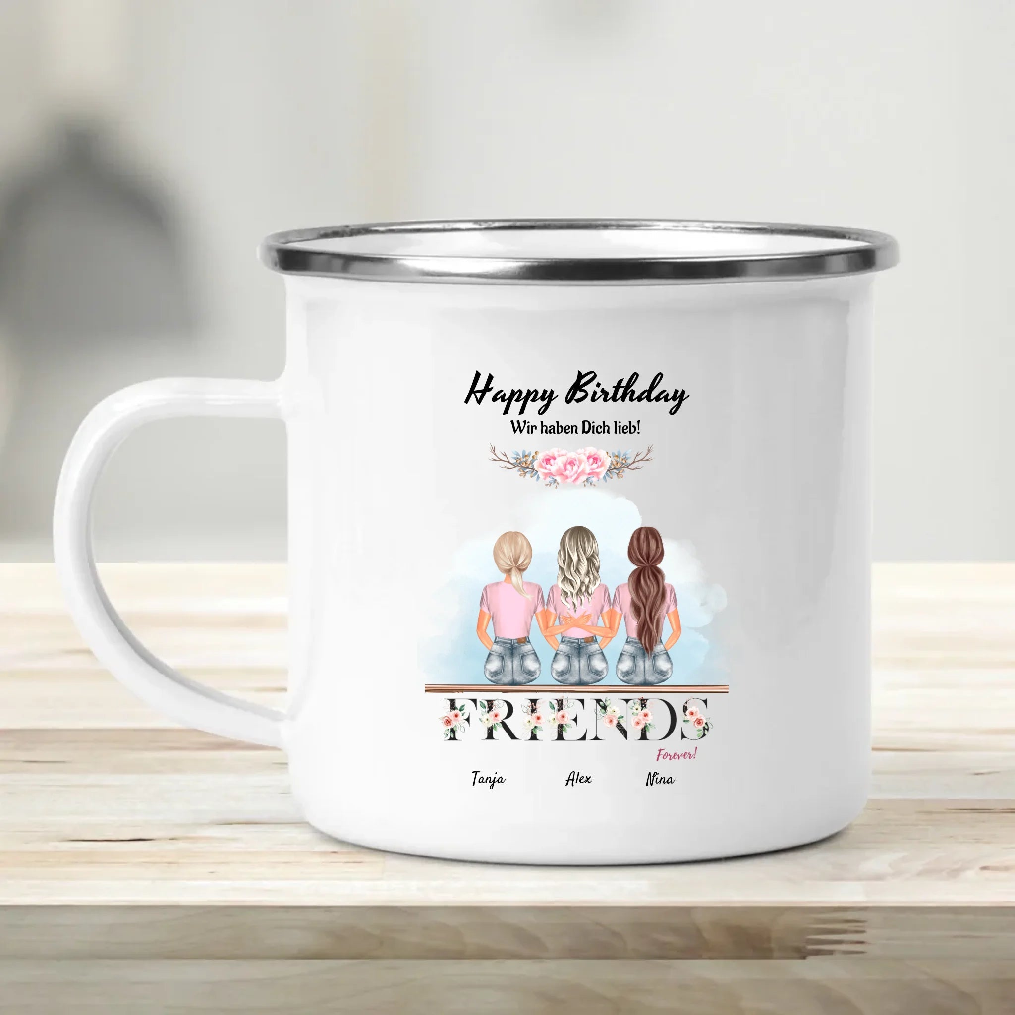 Tasse 3 Freundinnen Geburtstag Geschenk personalisiert - Cantty