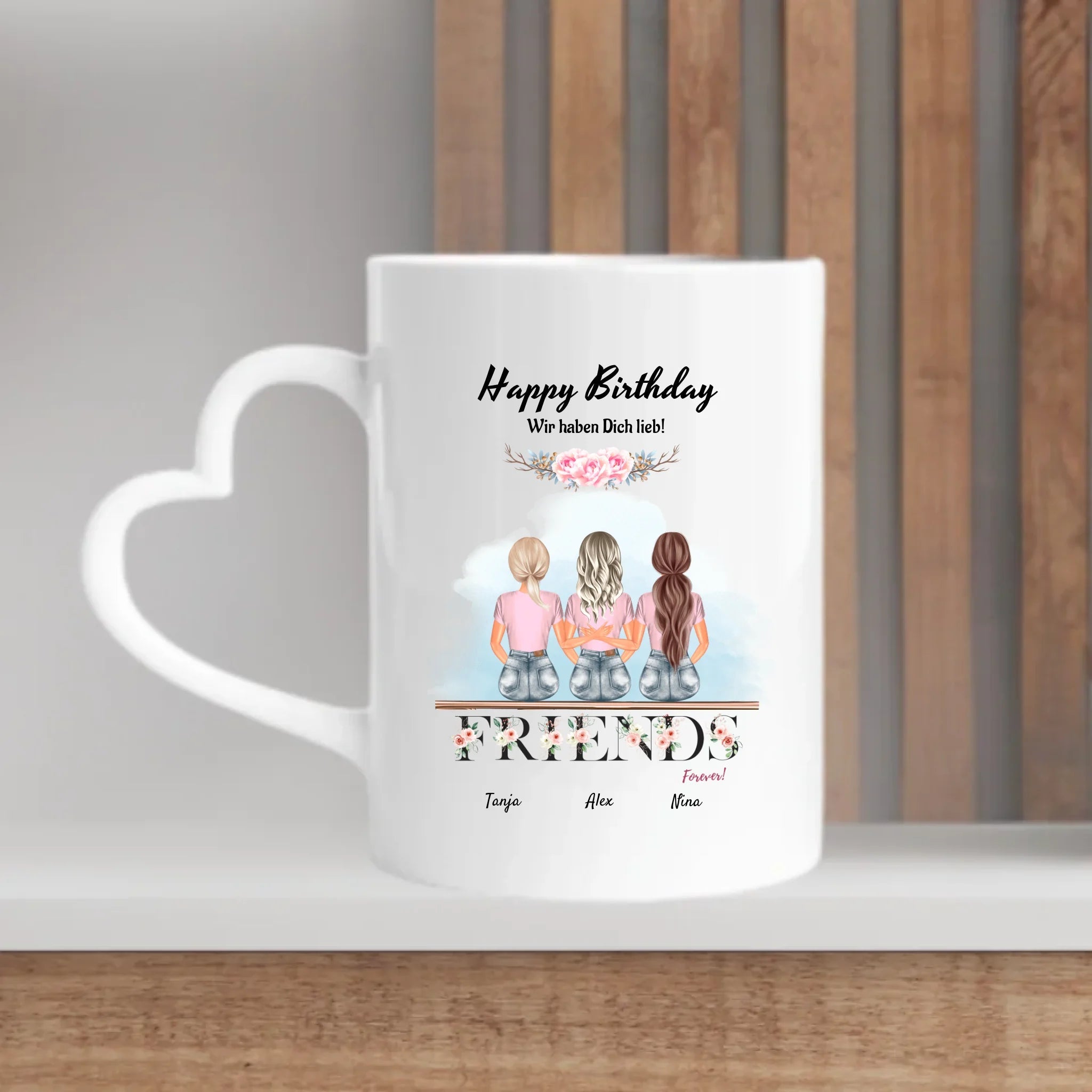 Tasse 3 Freundinnen Geburtstag Geschenk personalisiert - Cantty