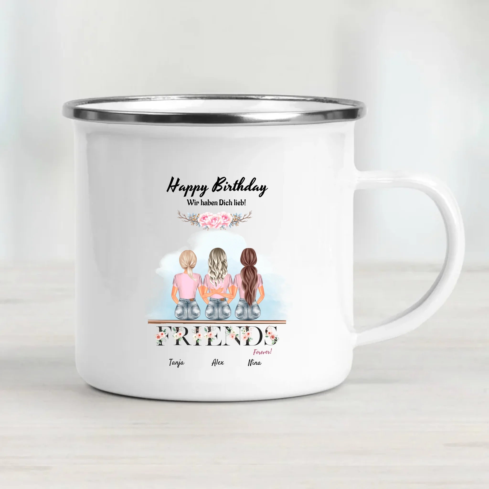 Tasse 3 Freundinnen Geburtstag Geschenk personalisiert - Cantty