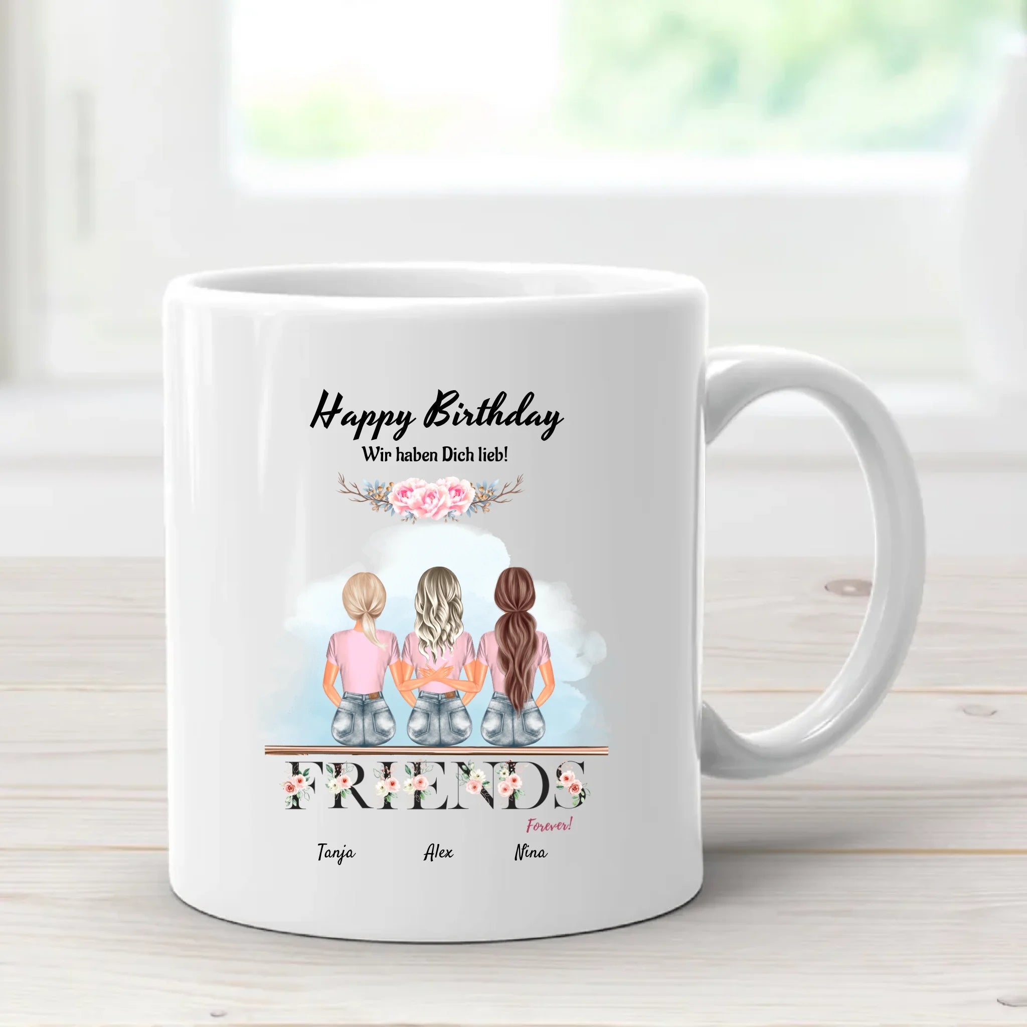 Tasse 3 Freundinnen Geburtstag Geschenk personalisiert - Cantty