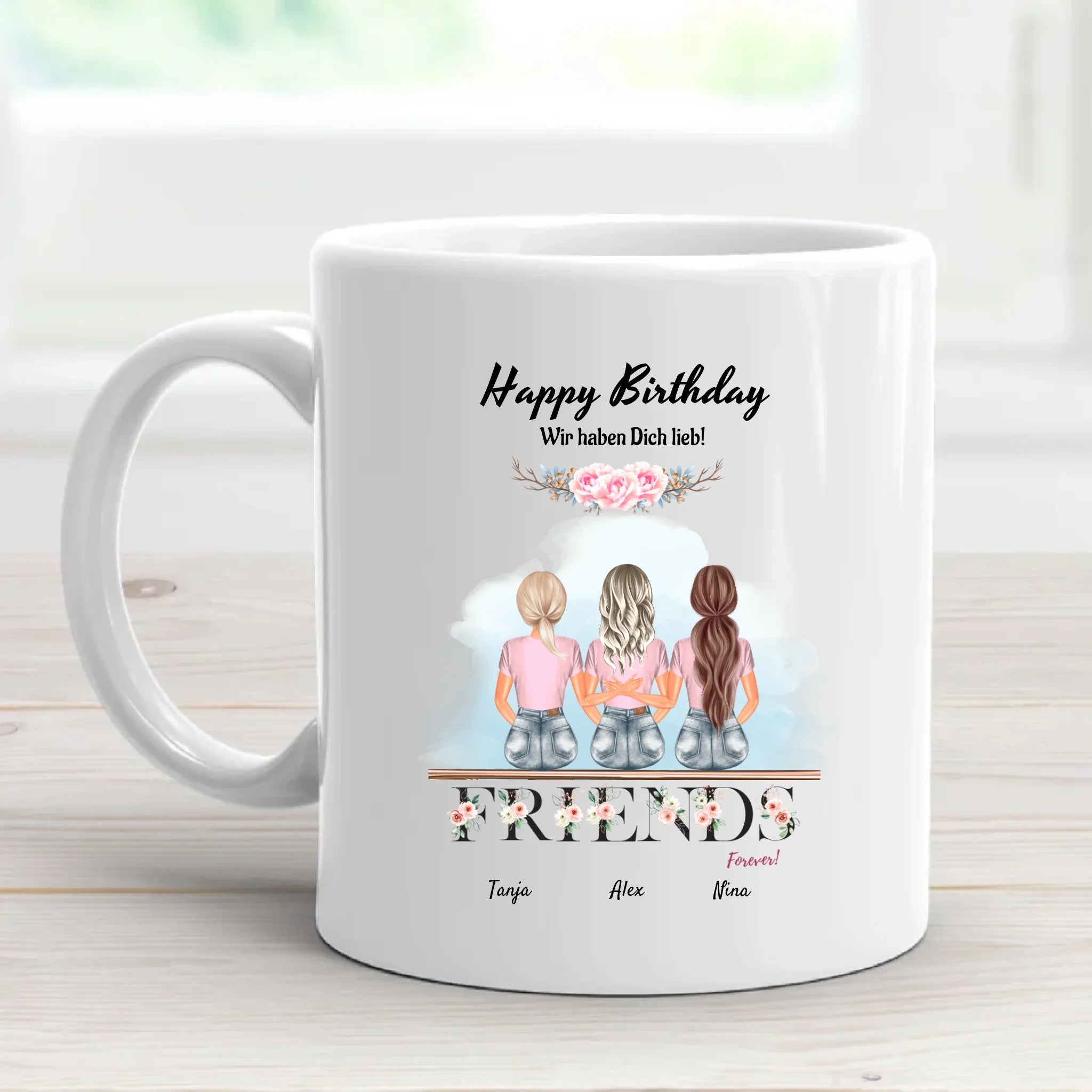 Tasse 3 Freundinnen Geburtstag Geschenk personalisiert - Cantty