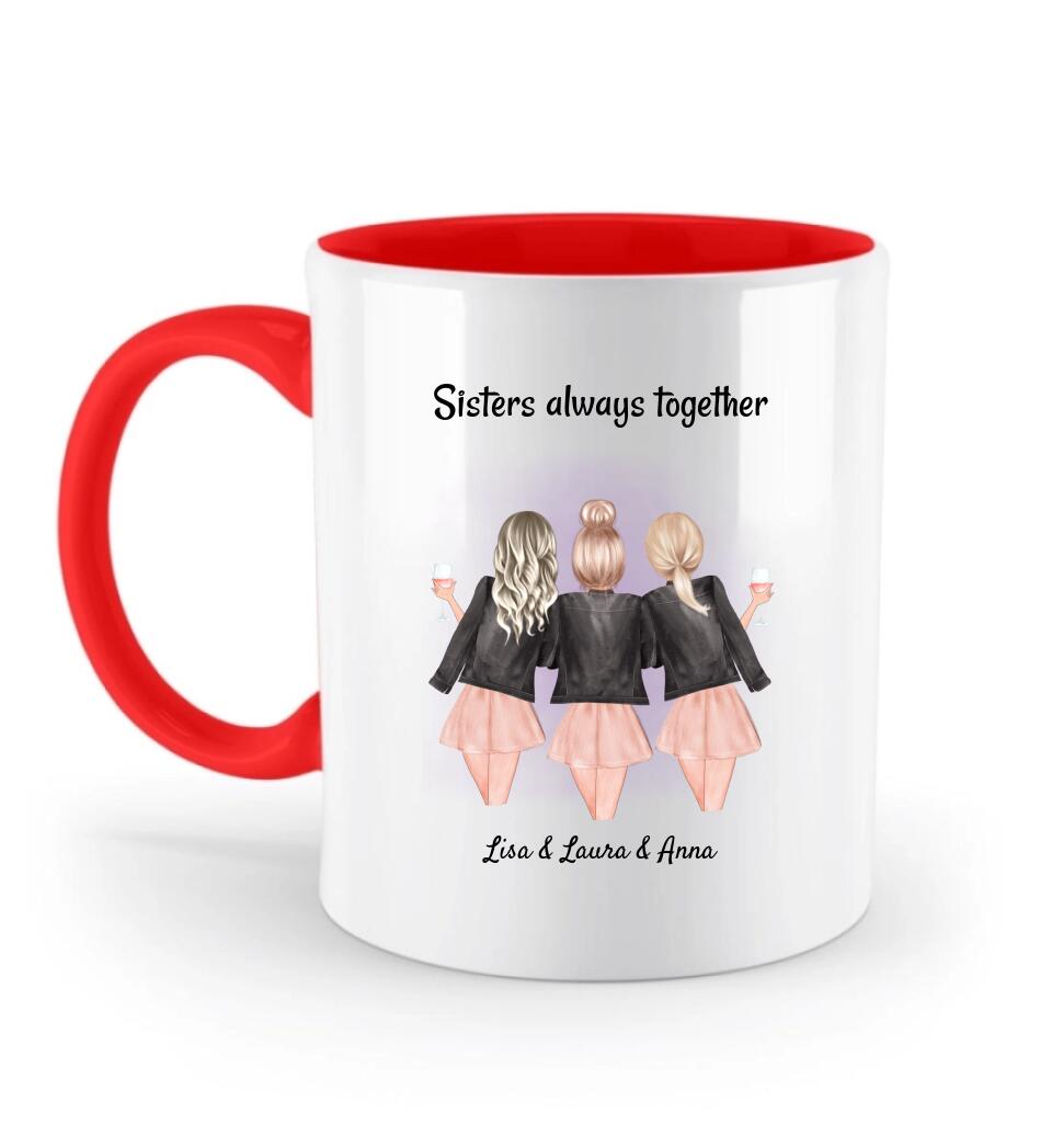 Tasse 3 Schwestern Geschenk personalisiert - Cantty
