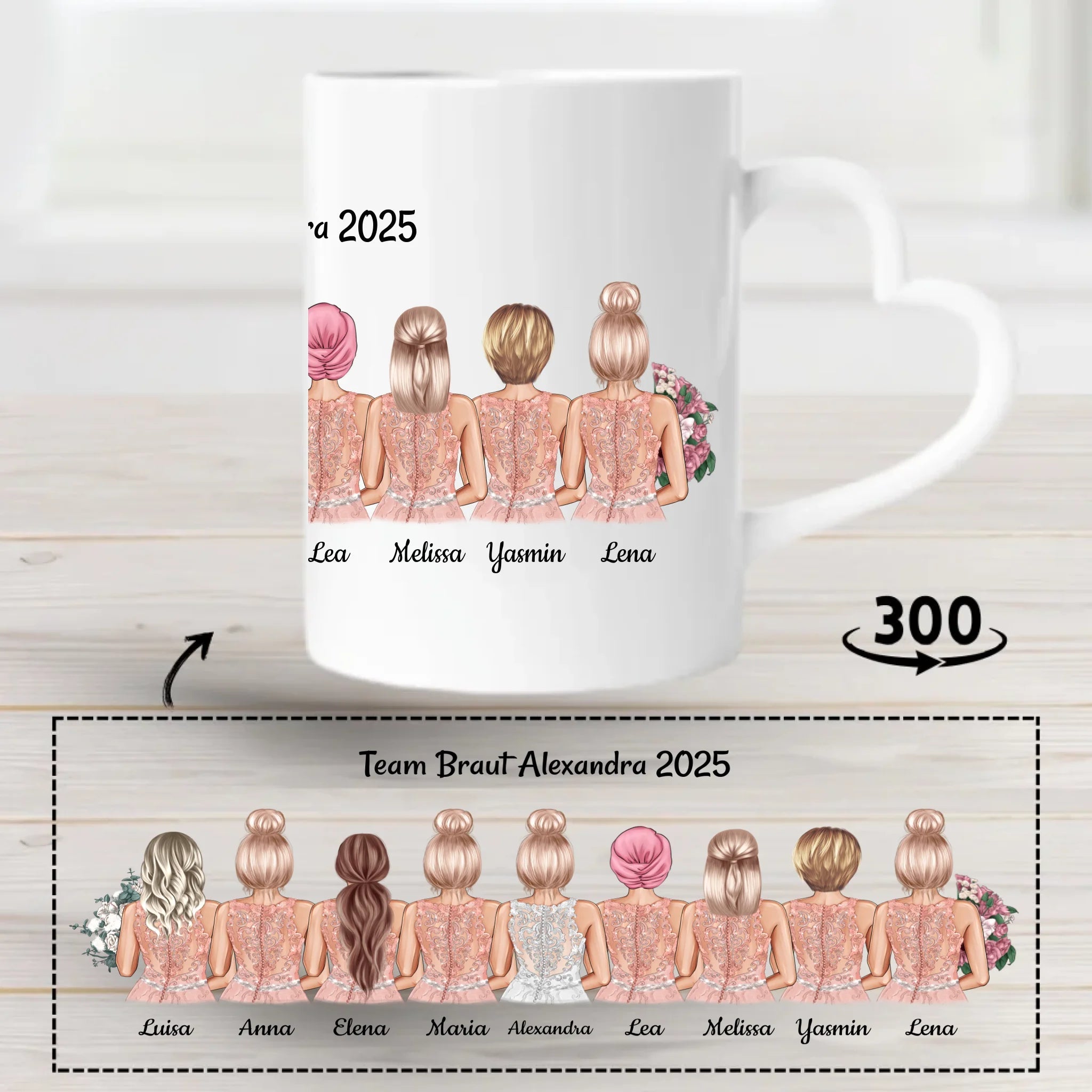 Tasse Junggesellinnenabschied JGA Geschenk 4 bis 9 Personen - Cantty