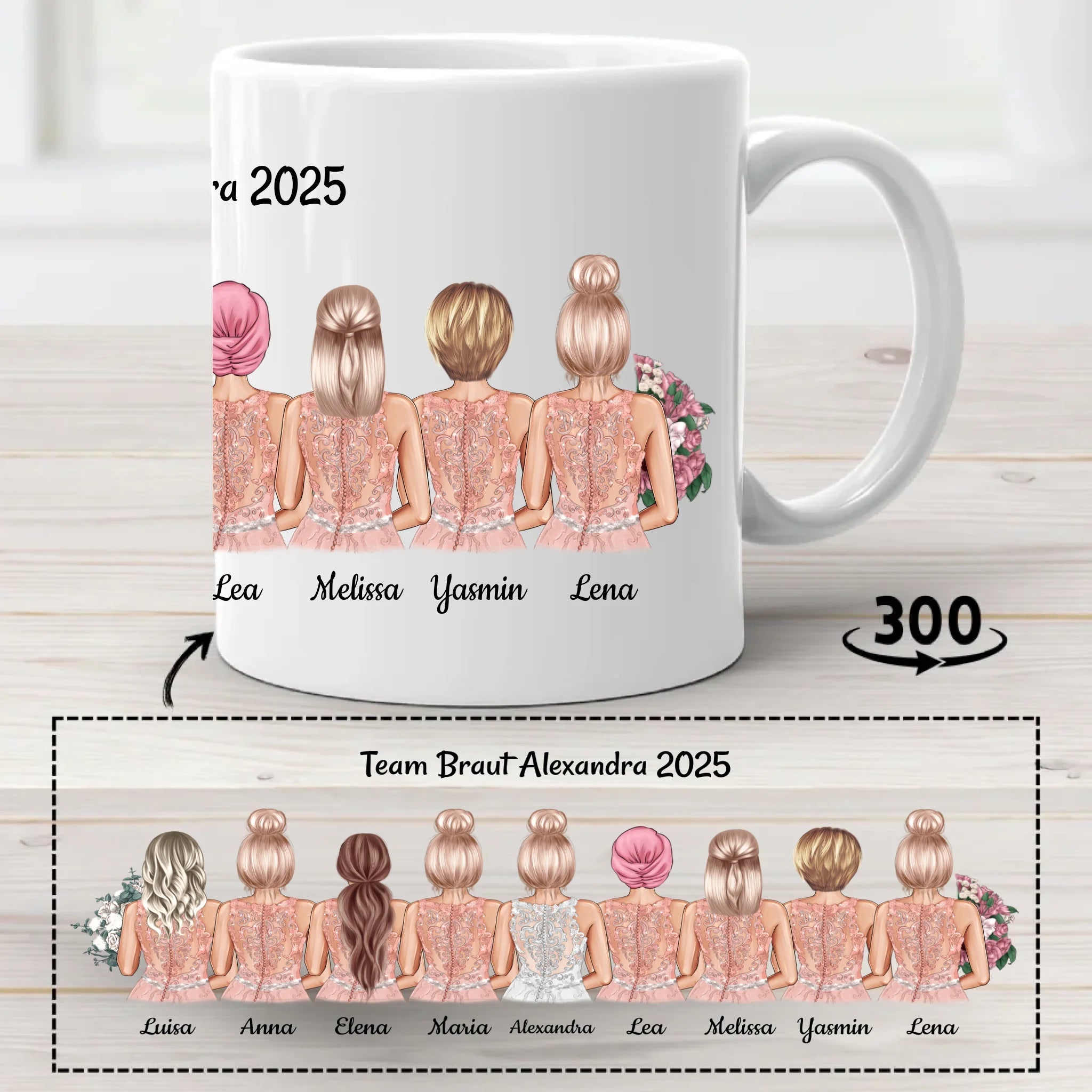 Tasse Junggesellinnenabschied JGA Geschenk 4 bis 9 Personen - Cantty