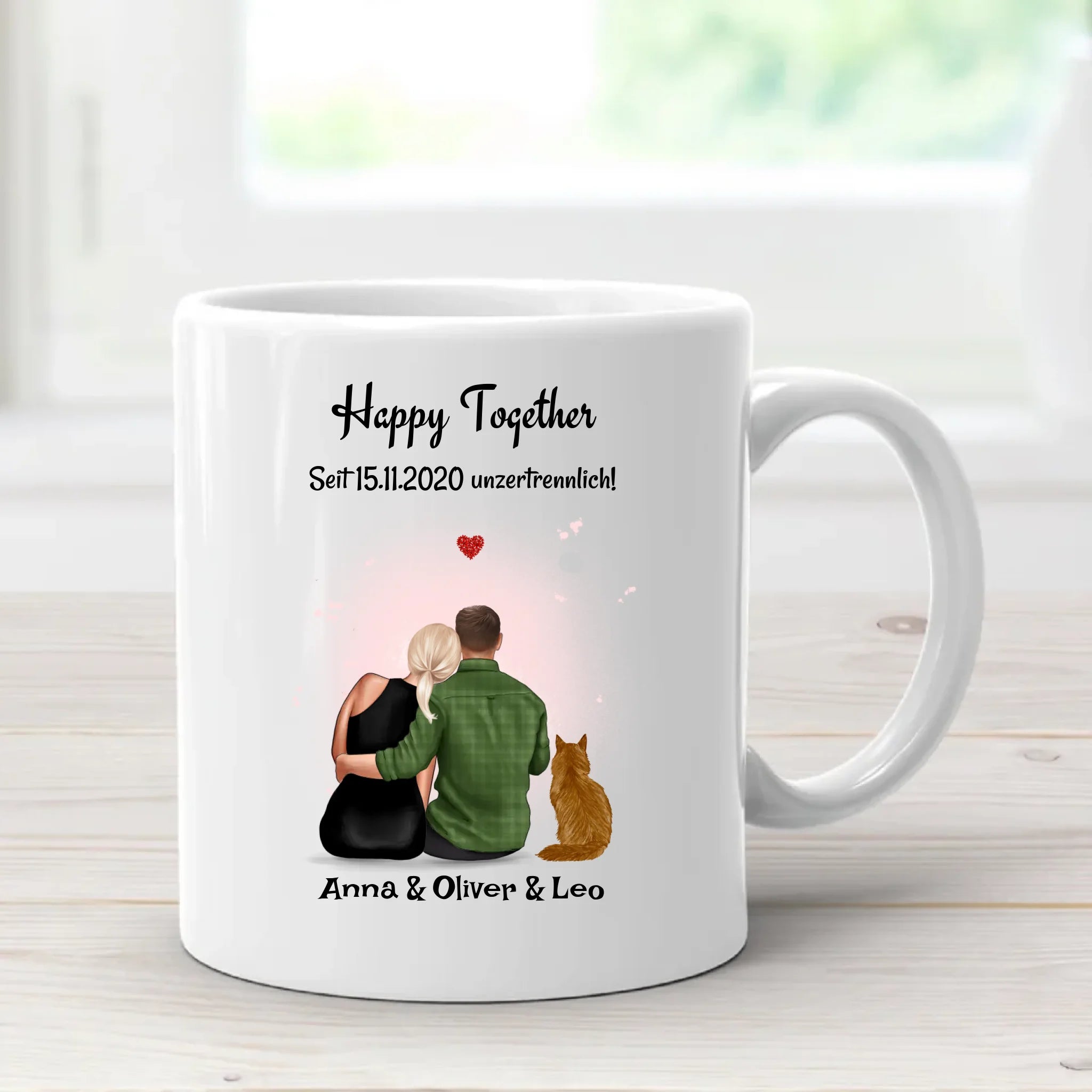 Tasse Paar mit Katze Geschenk personalisiert - Cantty