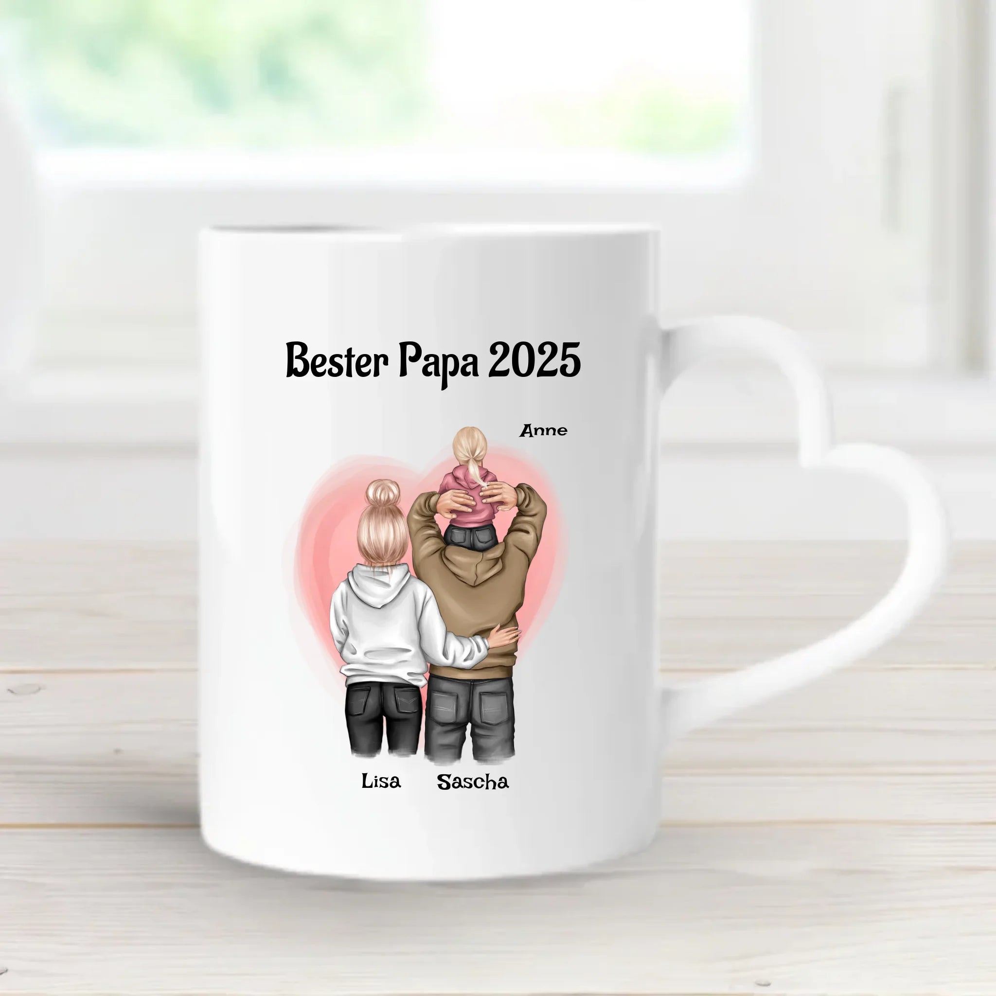 Vatertagsgeschenk Tasse mit Familie Bild personalisiert - Cantty