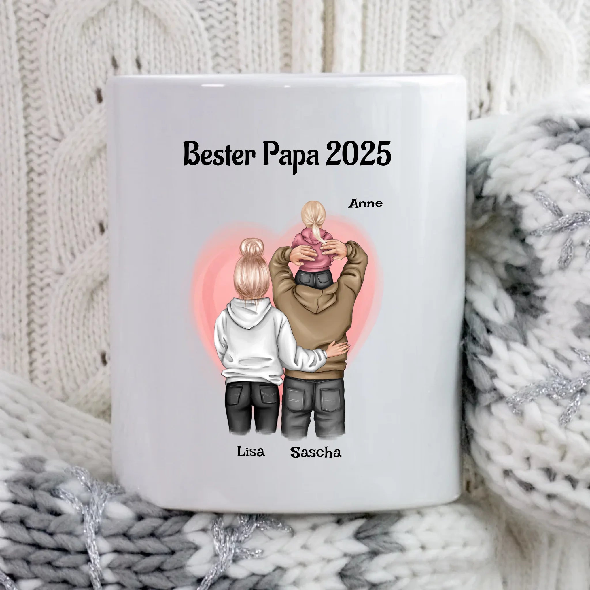 Vatertagsgeschenk Tasse mit Familie Bild personalisiert - Cantty